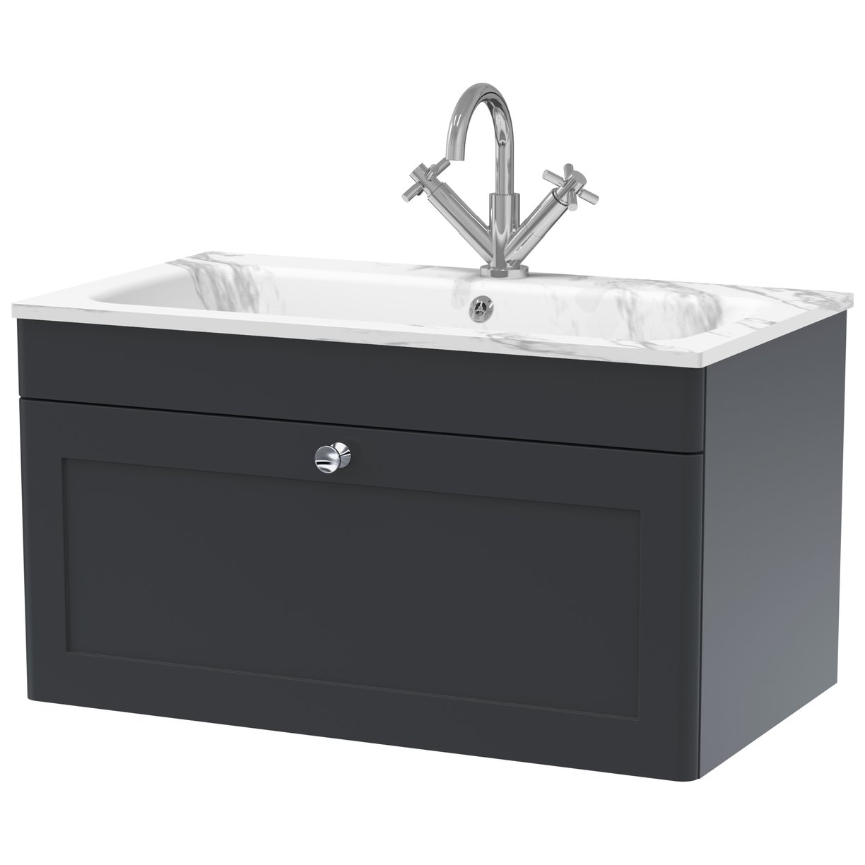 800mm Wall Hung 1-Drawer Unit & Stone Basin 1TH