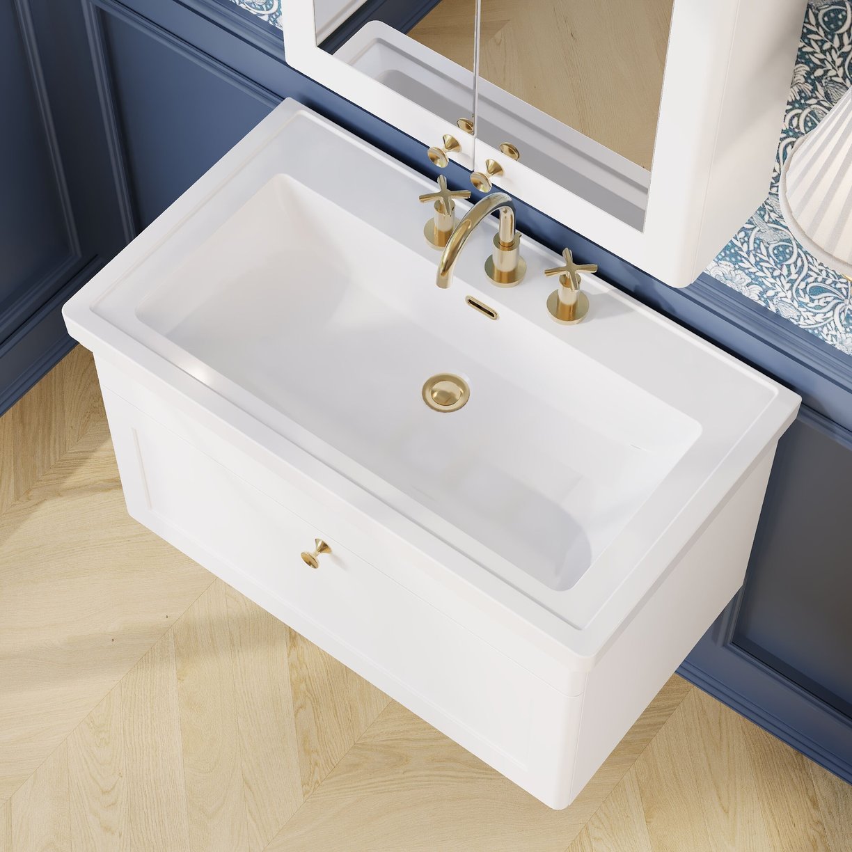 800mm W/H 1-Drawer Unit & Basin 3TH - Satin White