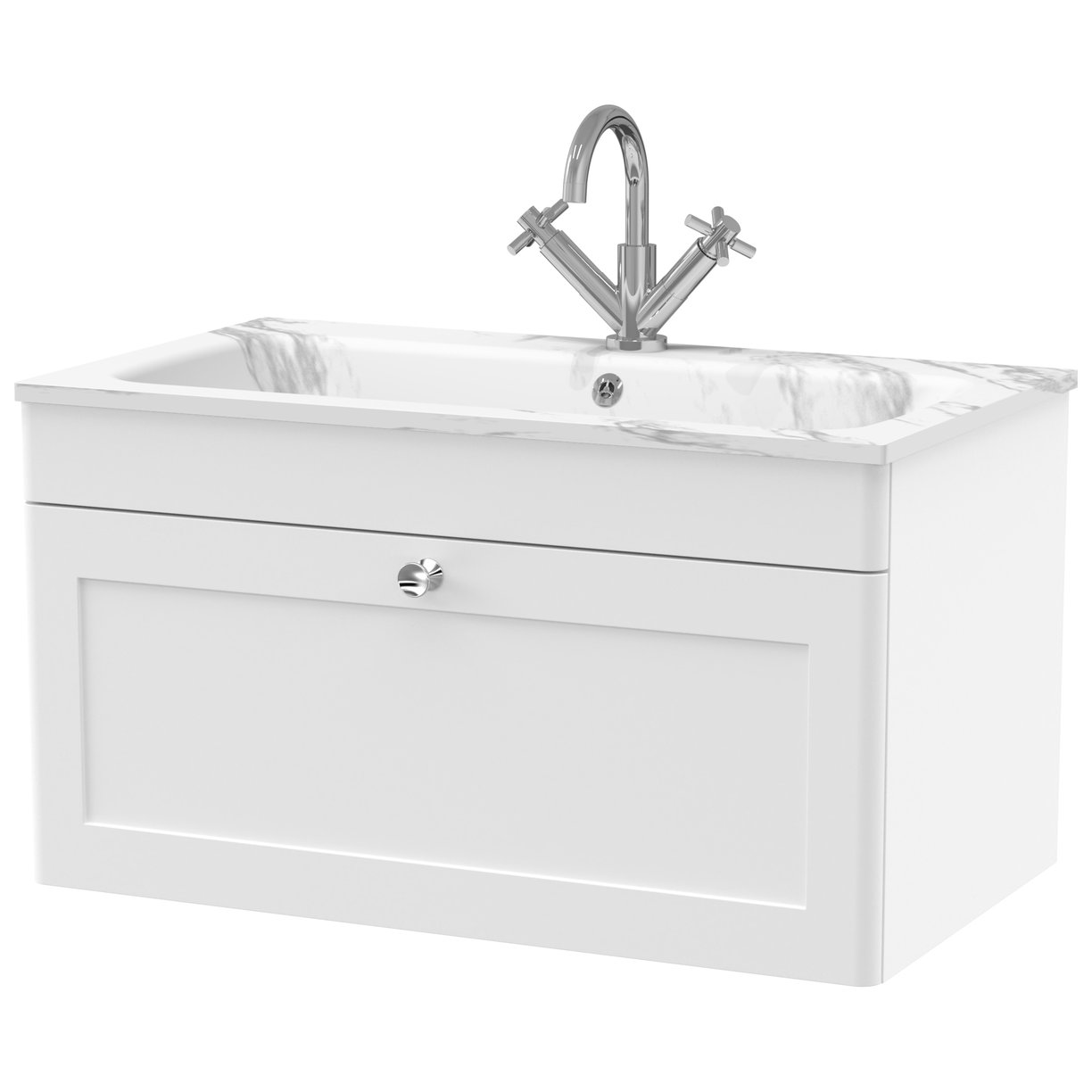 800mm Wall Hung 1-Drawer Unit & Stone Basin 1TH