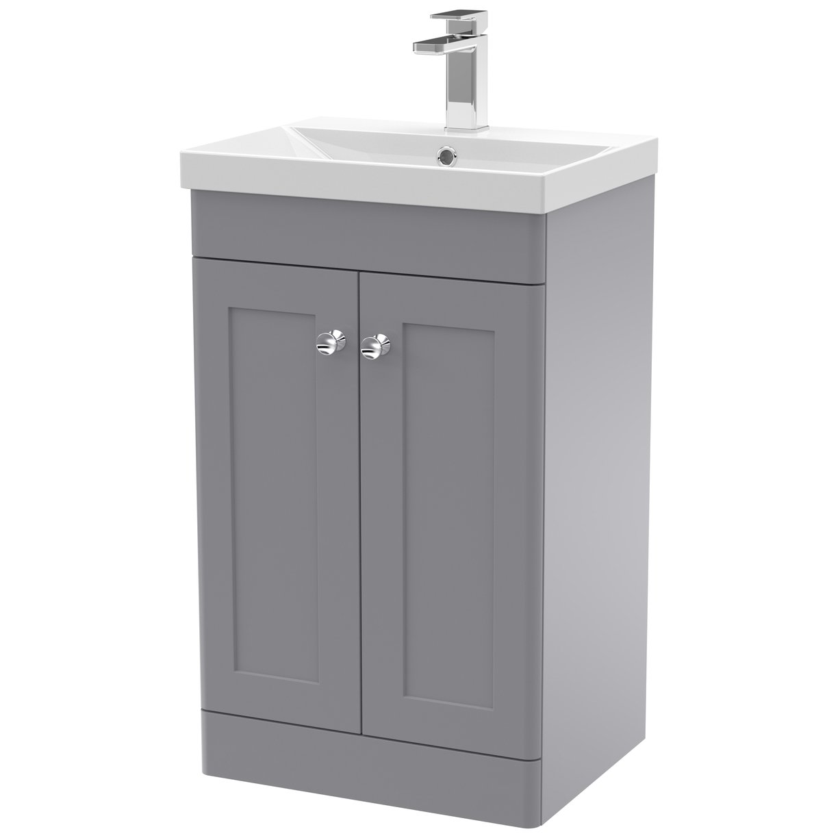 500mm F/S 2-Door Unit & Mid-Edged Basin - Satin Grey