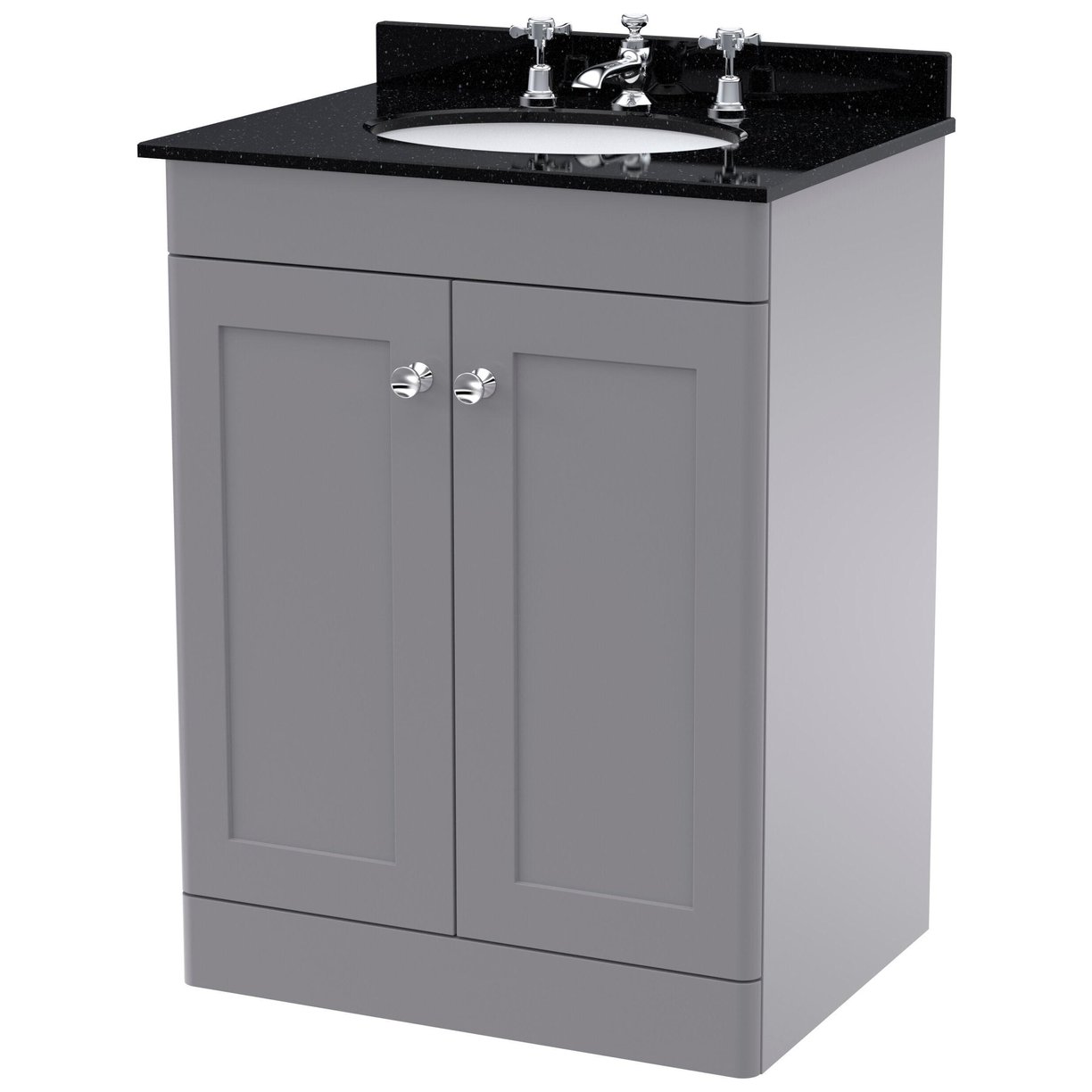 600mm F/S 2-Door Unit & Marble Top 3TH - Satin Grey