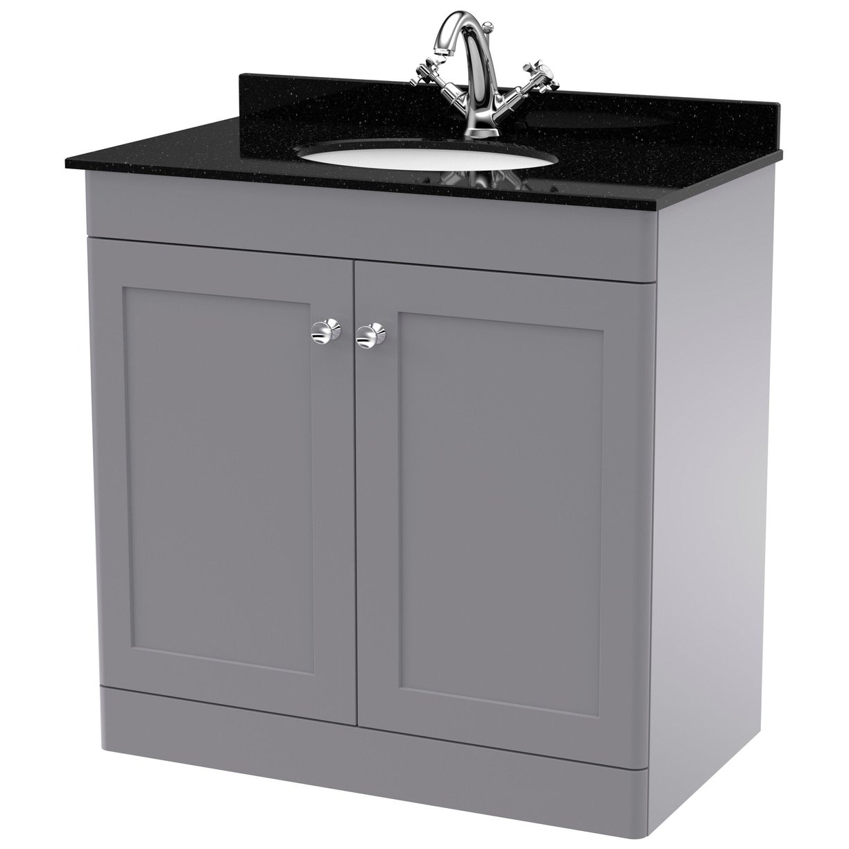 800mm F/S 2-Door Unit & Marble Top 1TH - Satin Grey