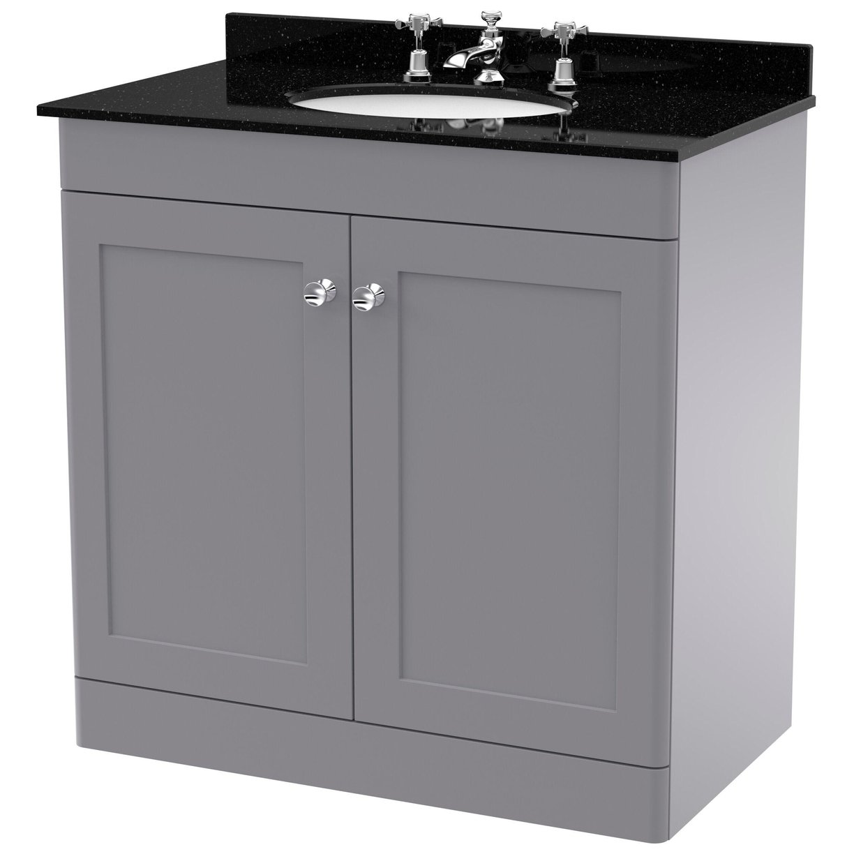 800mm F/S 2-Door Unit & Marble Top 3TH - Satin Grey