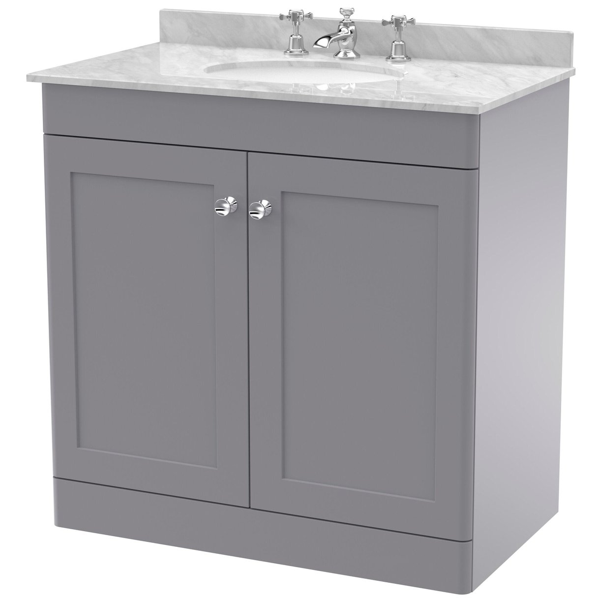 800mm F/S 2-Door Unit & Marble Top 3TH - Satin Grey