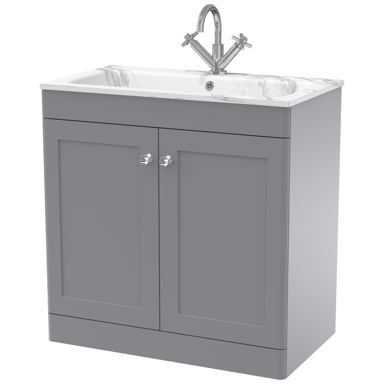 800mm Floor Standing 2-Door  Unit & Stone Basin 1TH