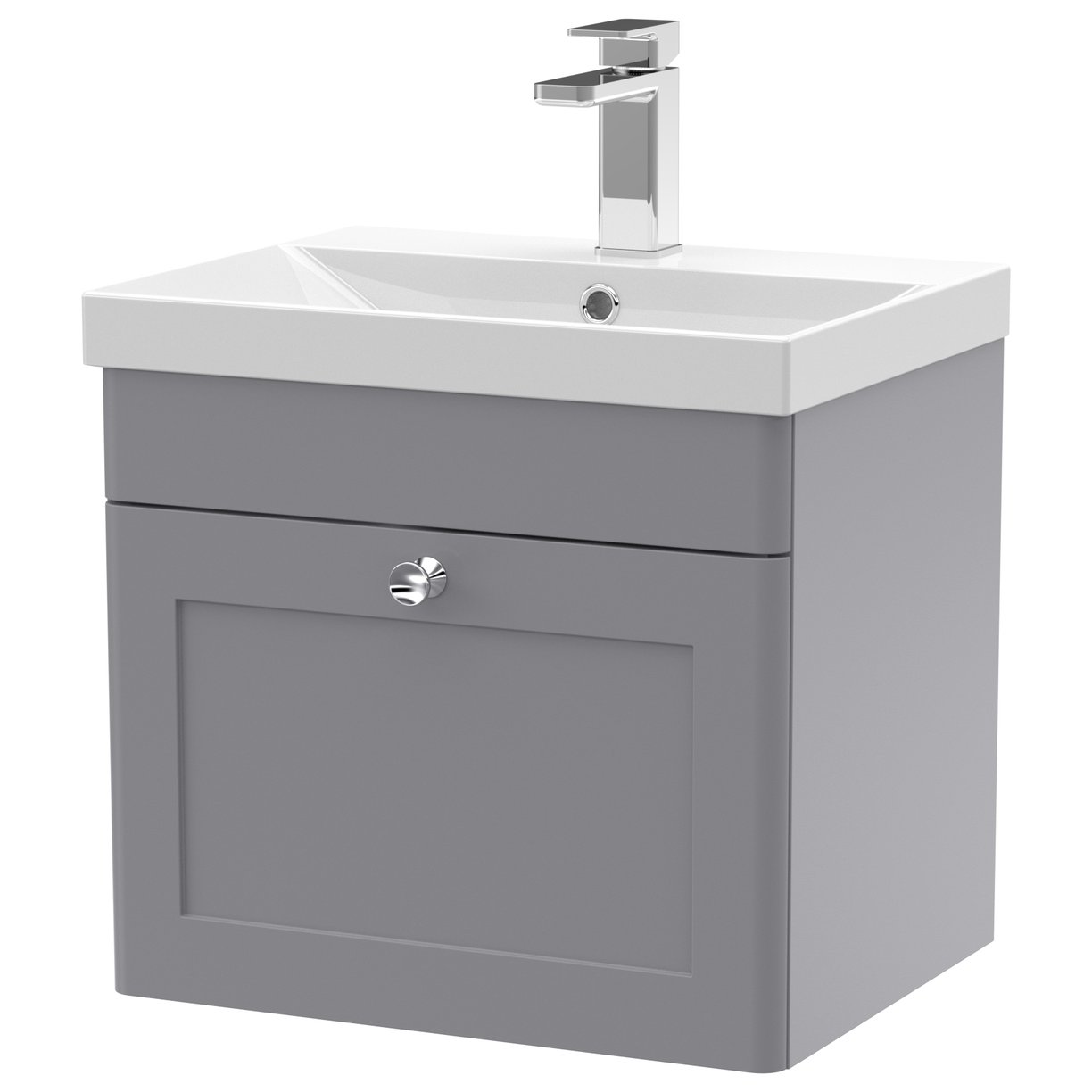 500mm W/H 1-Drawer Unit & Mid-Edged Basin - Satin Grey