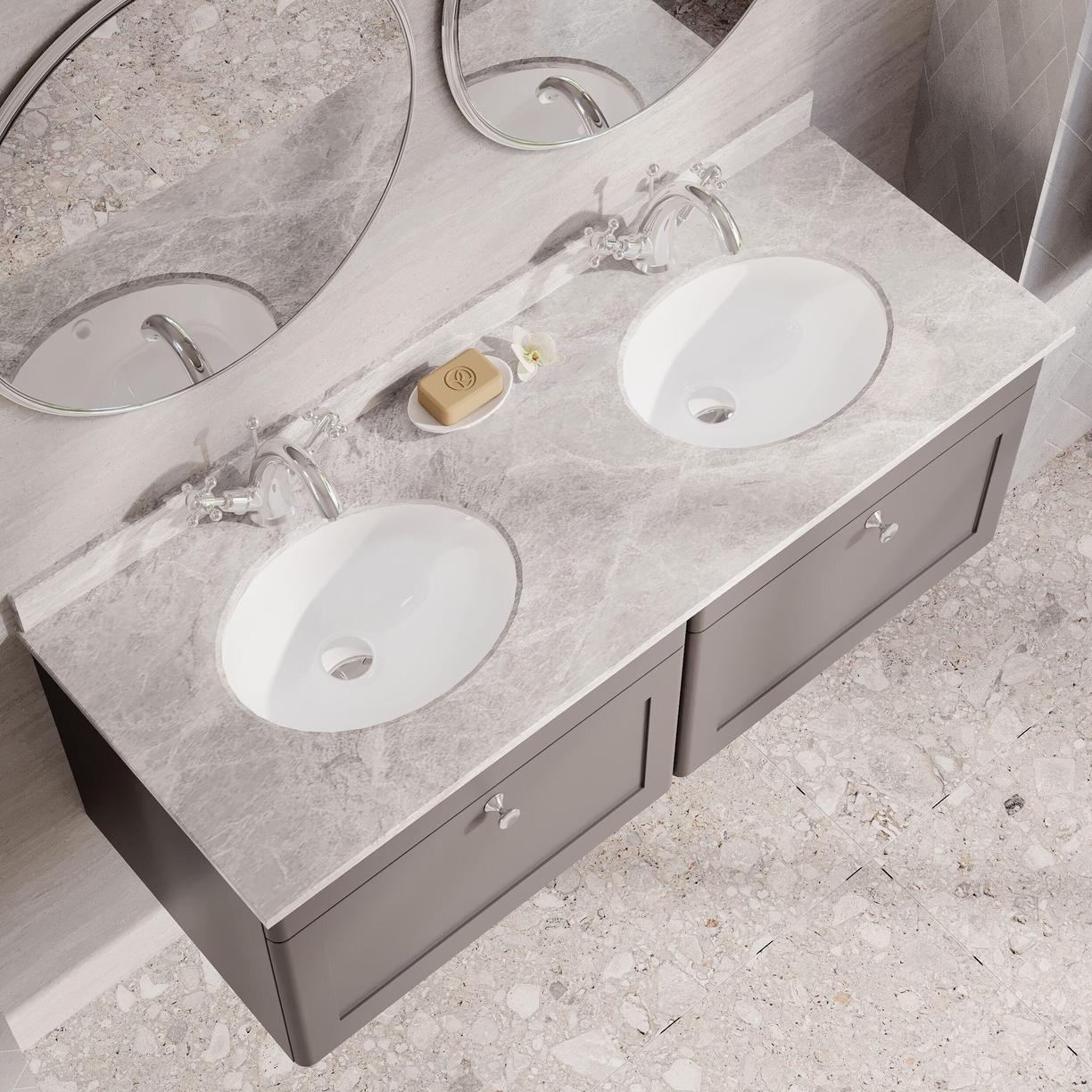 1200mm W/H 2-Drawer Unit & Marble Top - Satin Grey