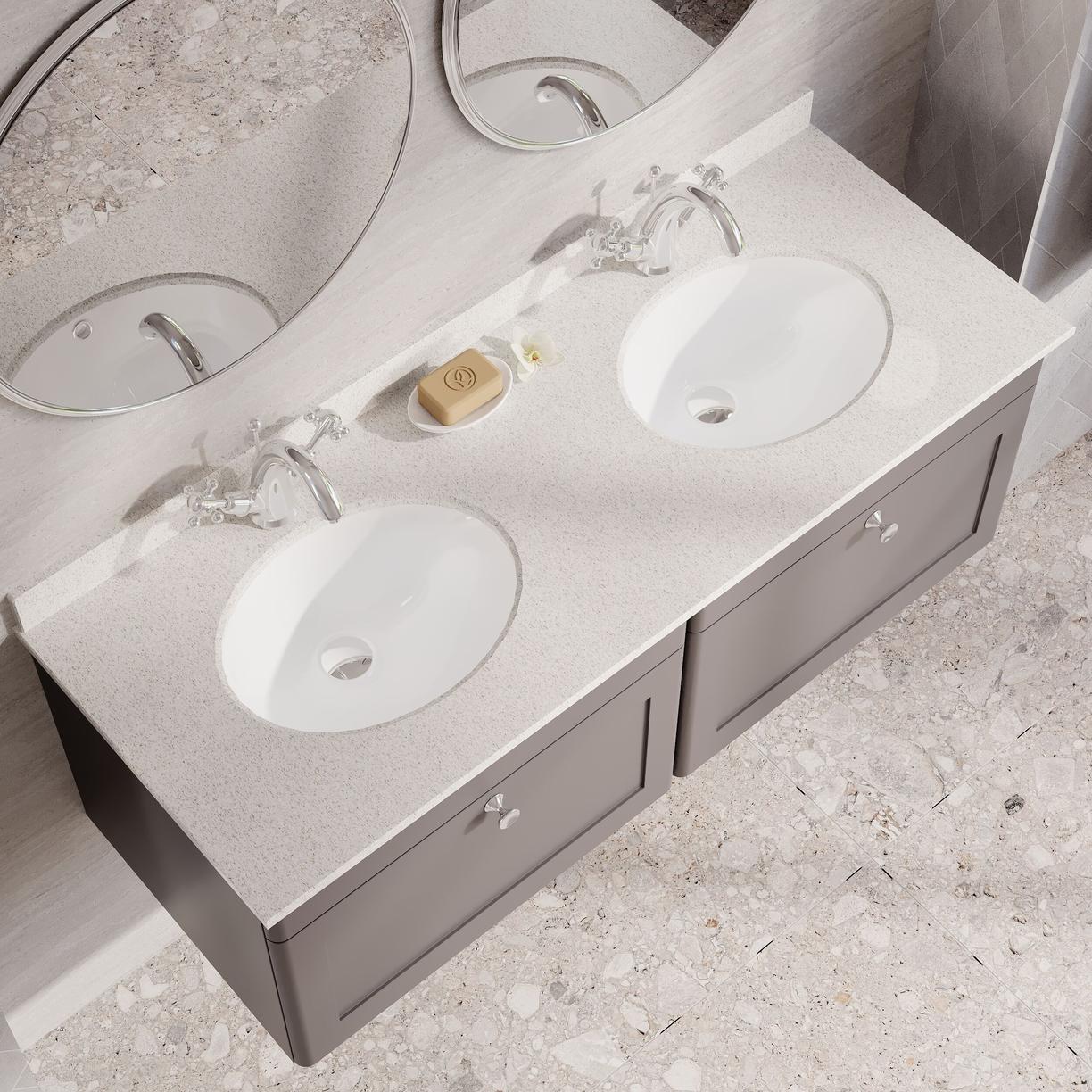 1200mm W/H 2-Drawer Unit & Marble Top - Satin Grey