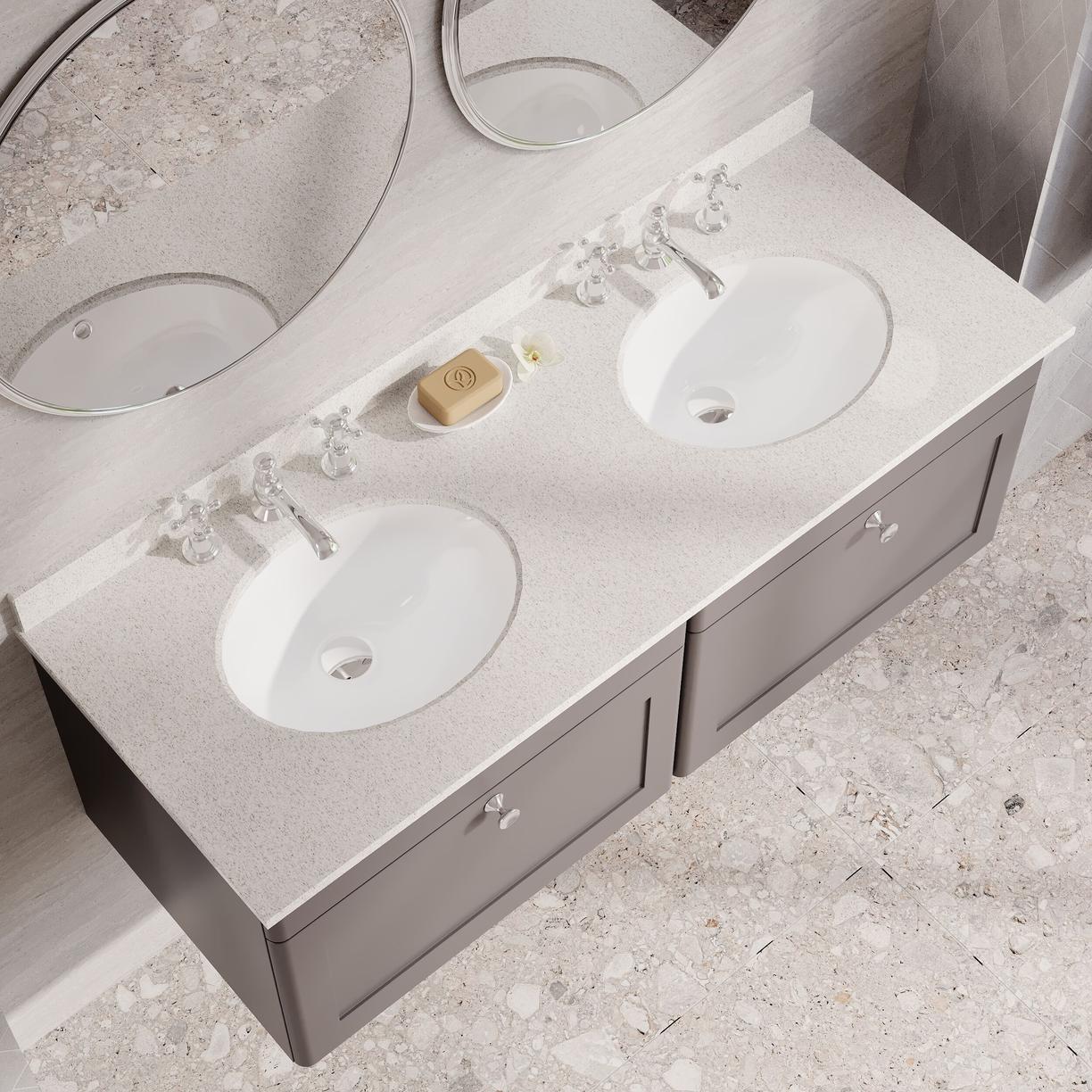 1200mm W/H 2-Drawer Unit & Marble Top - Satin Grey