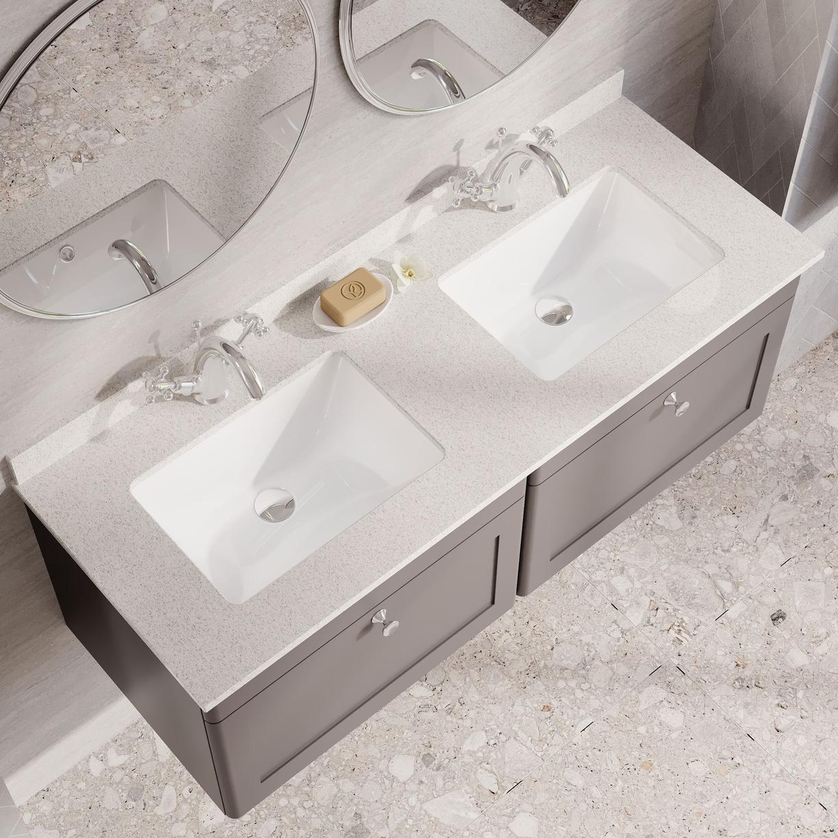 1200mm W/H 2-Drawer Unit & Marble Top - Satin Grey