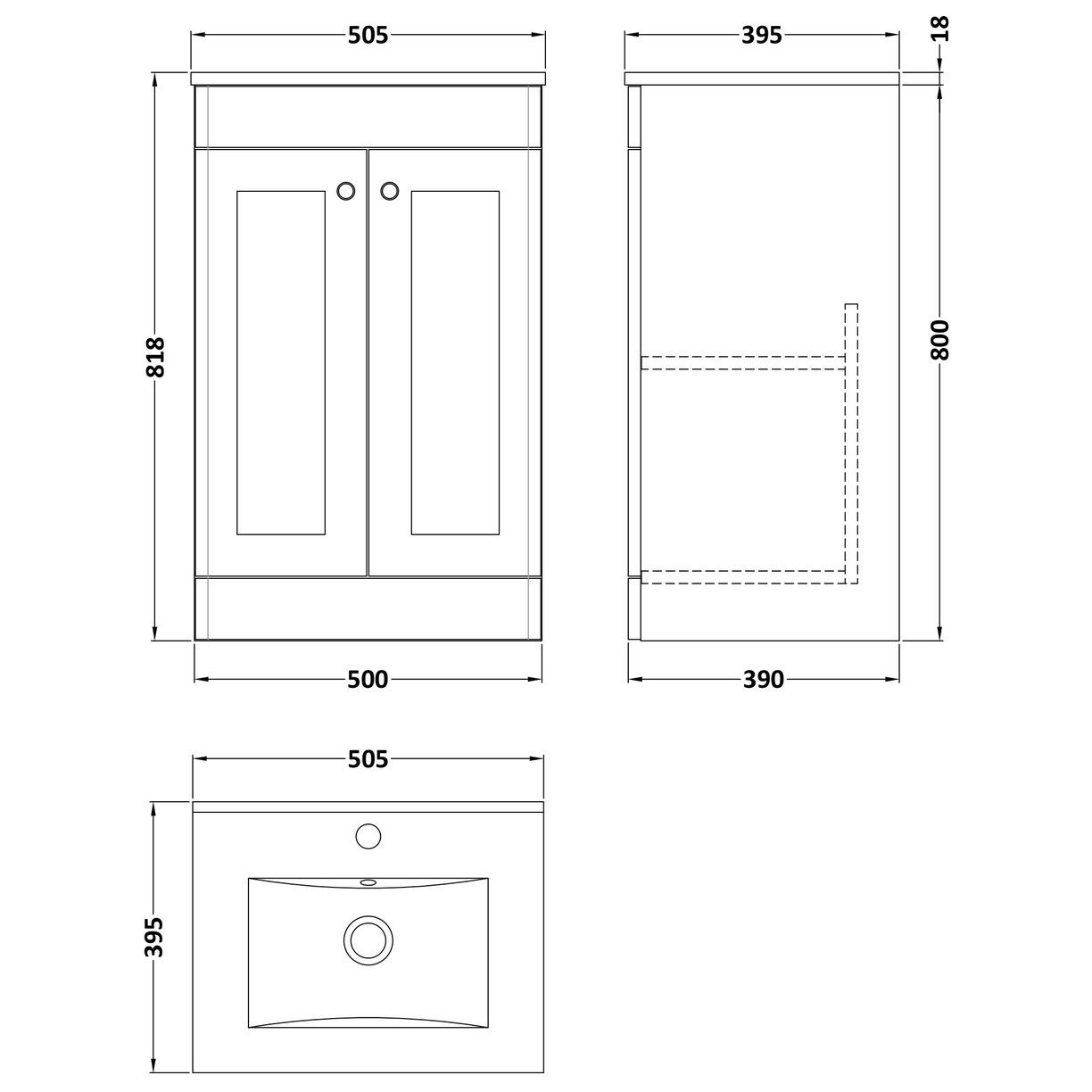 500 F/S 2-Door Unit & Minimalist Basin