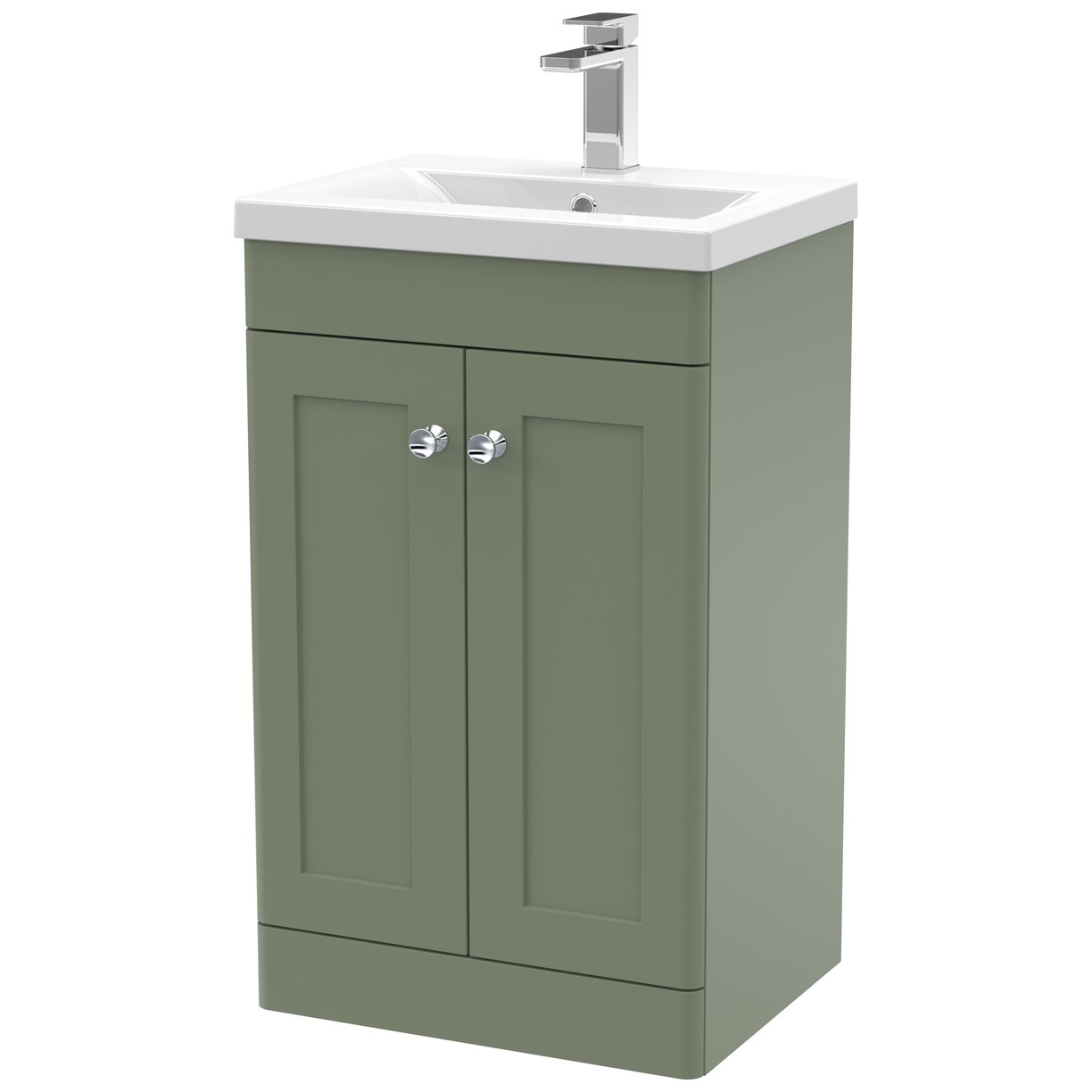 500mm F/S 2-Door Unit & Mid-Edged Basin - Satin Green