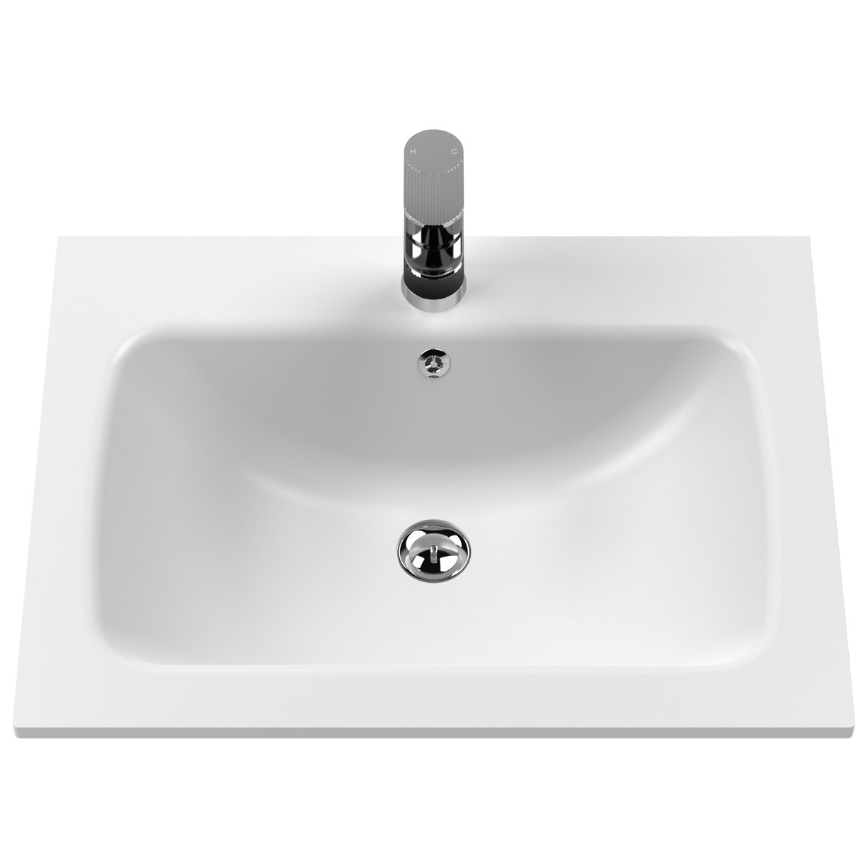 600mm Floor Standing 2-Door Unit & Stone Basin 1TH