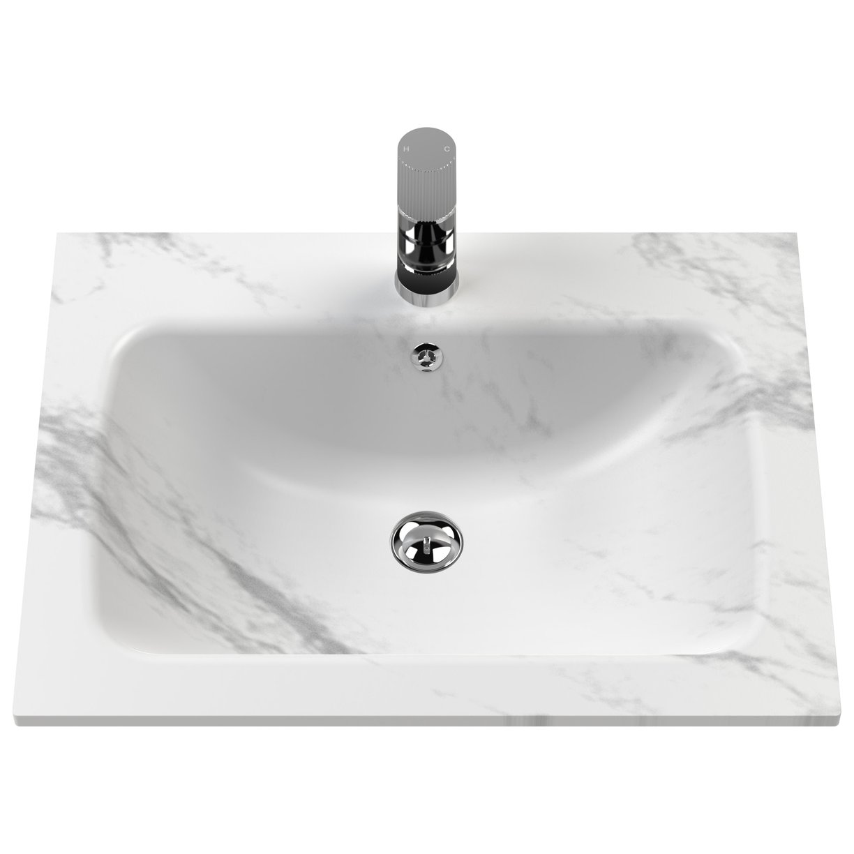 600mm Floor Standing 2-Door Unit & Stone Basin 1TH