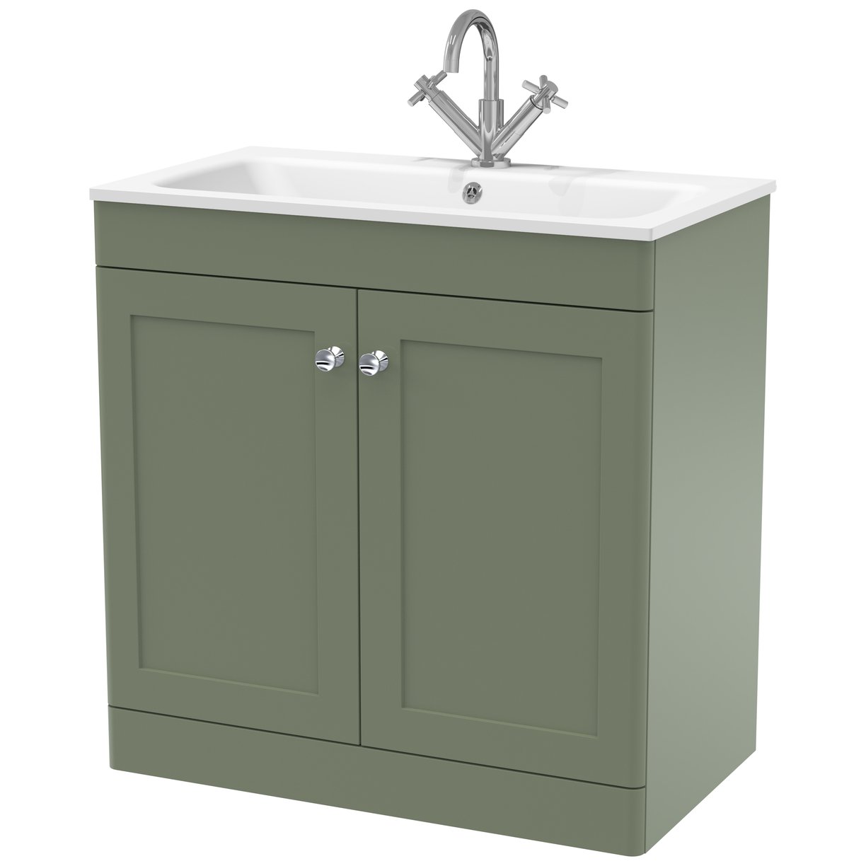 800mm Floor Standing 2-Door  Unit & Stone Basin 1TH
