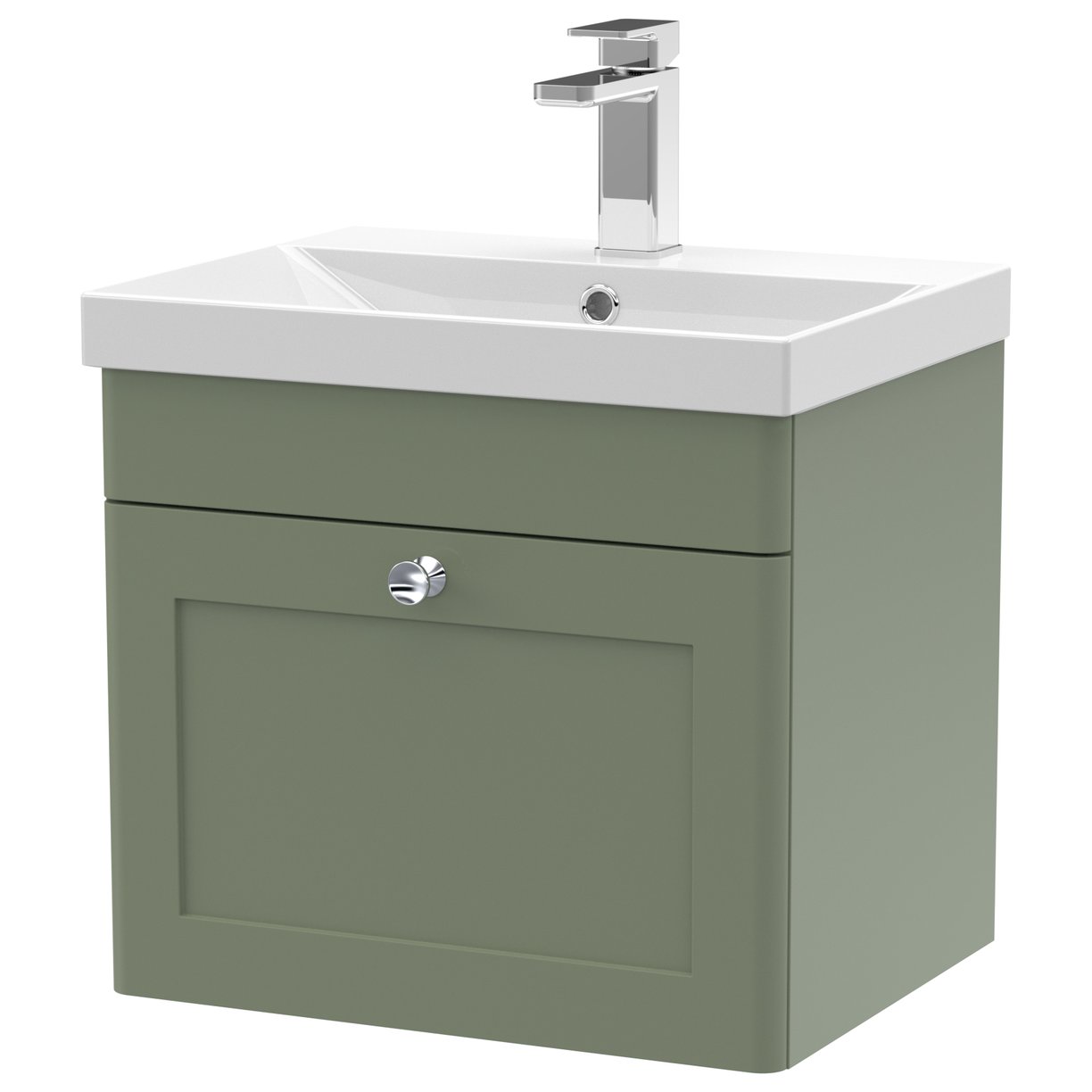 500mm W/H 1-Drawer Unit & Mid-Edged Basin - Satin Green