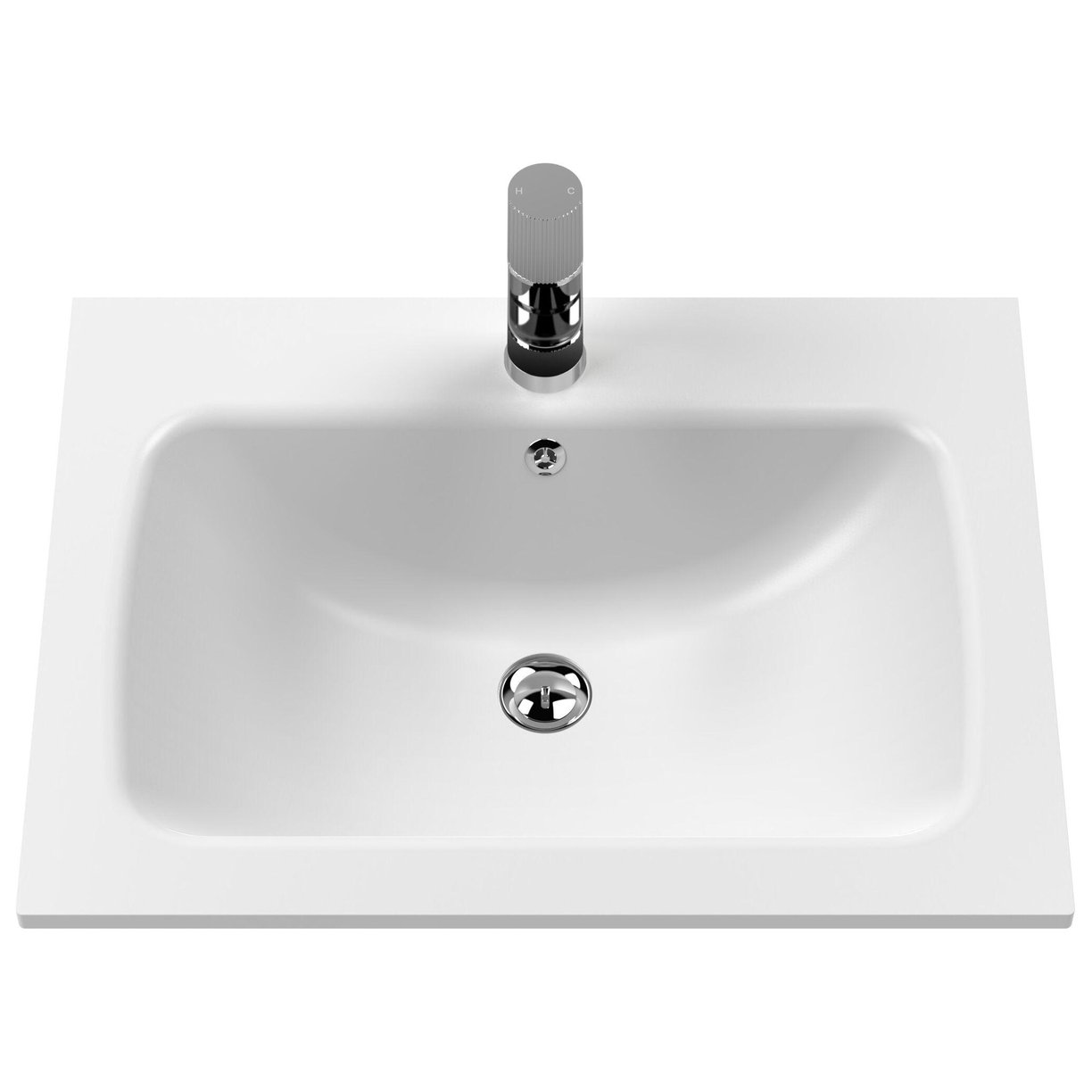 600mm Wall Hung 1-Drawer Unit & Stone Basin 1TH