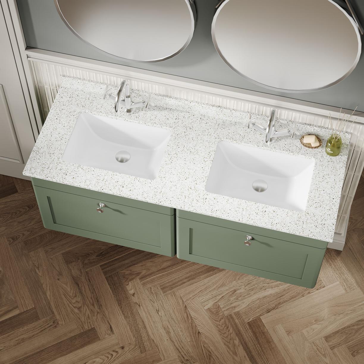1200mm W/H 2-Drawer Unit & Marble Top - Satin Green