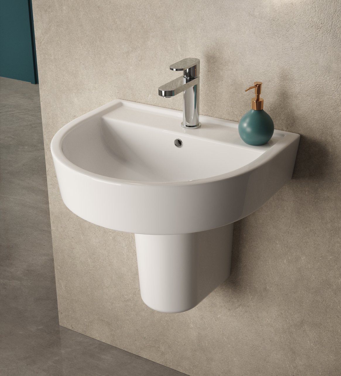 Luna 520Mm Basin & Semi Pedestal - White