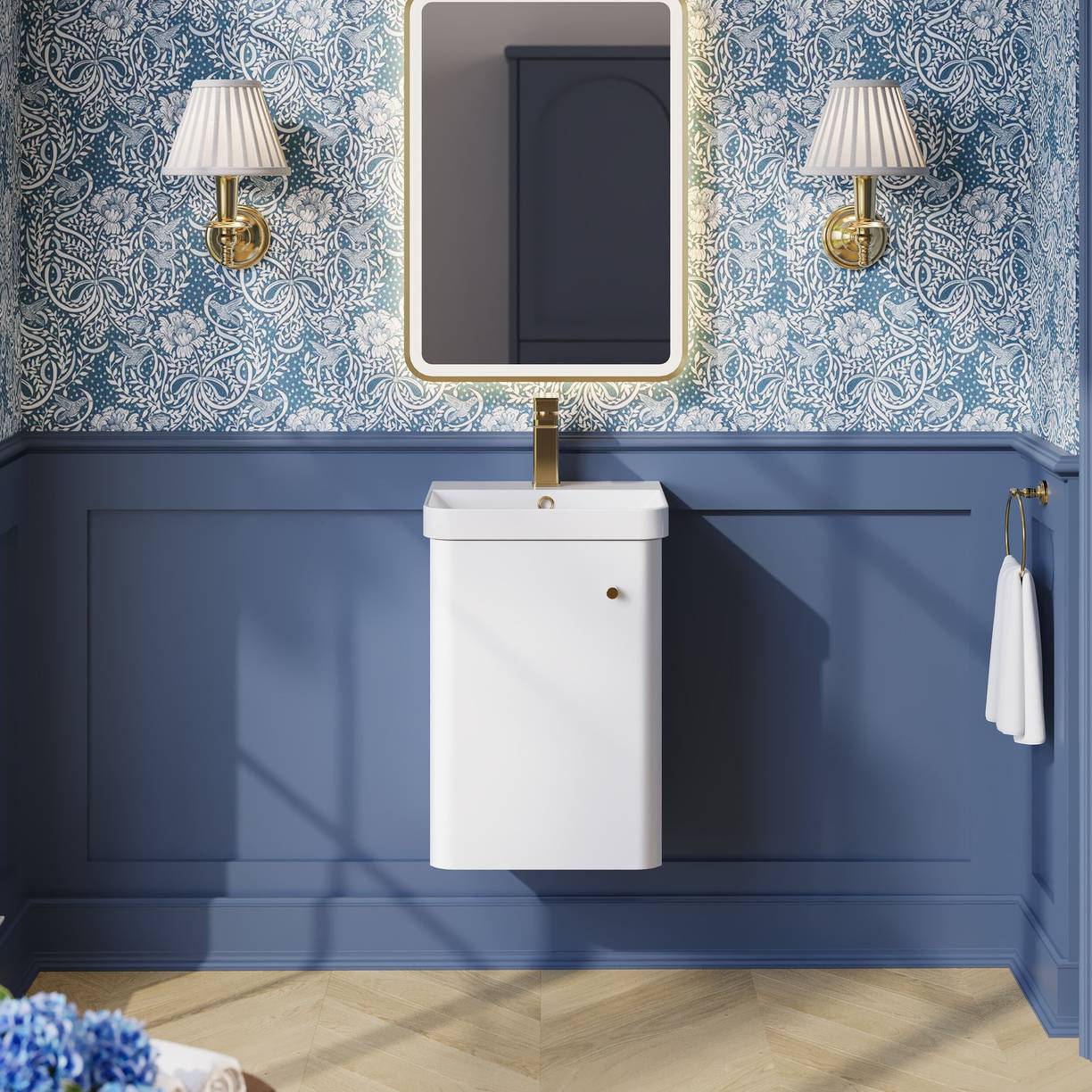 400mm Wall Hung 1-Door Unit & Basin - Gloss White