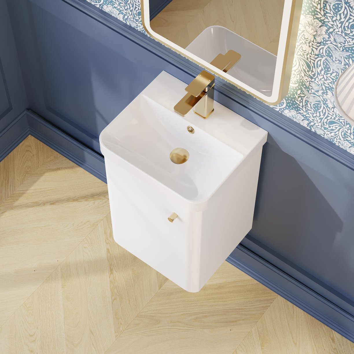 400mm Wall Hung 1-Door Unit & Basin - Gloss White