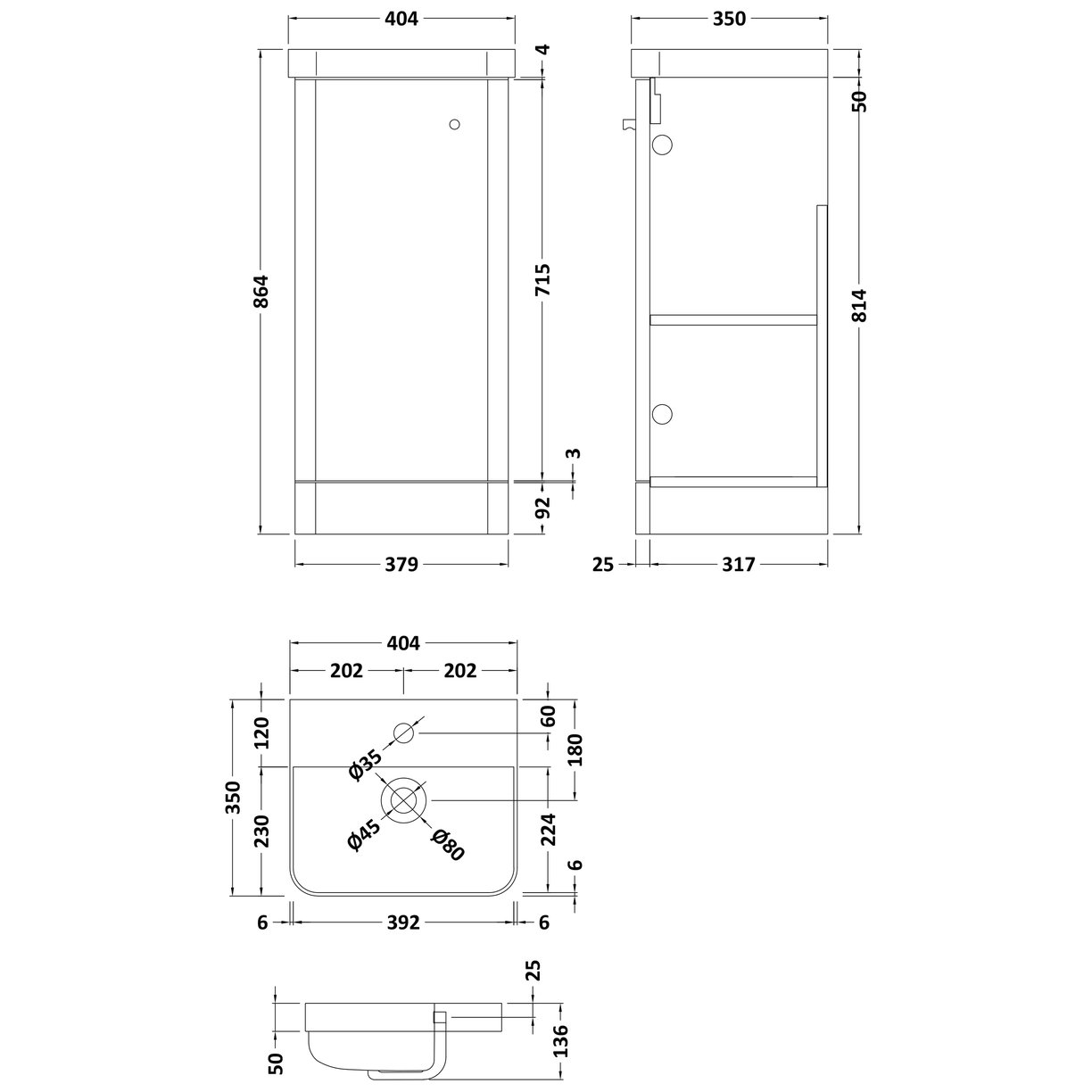 400mm Floor Standing 1-Door Unit & Basin - Satin Green