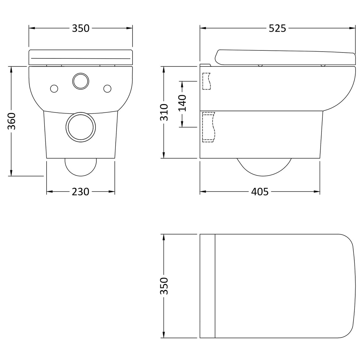 Arlo W/H Pan And Soft Close Seat - White