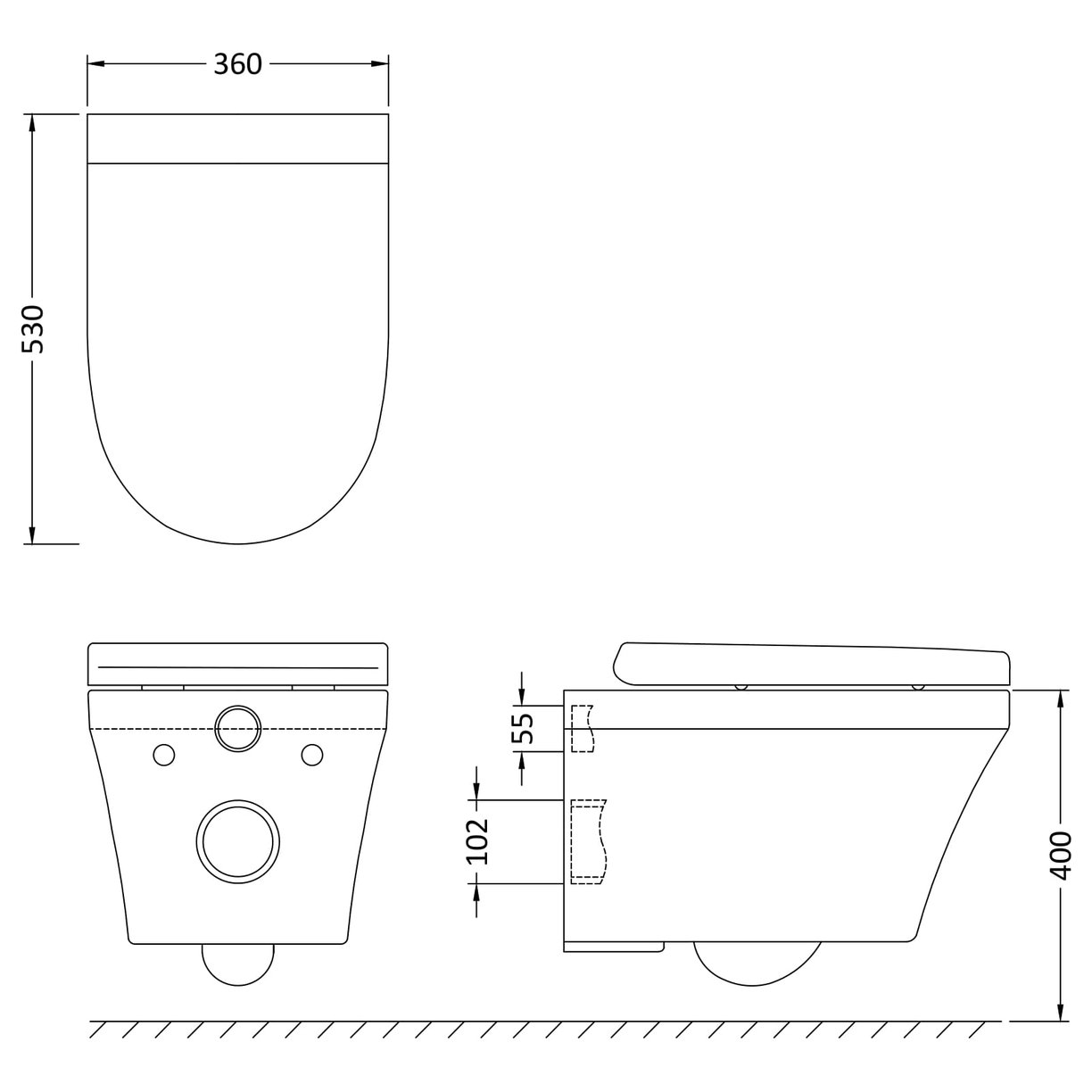 Luna Wall Hung Pan And Seat - White
