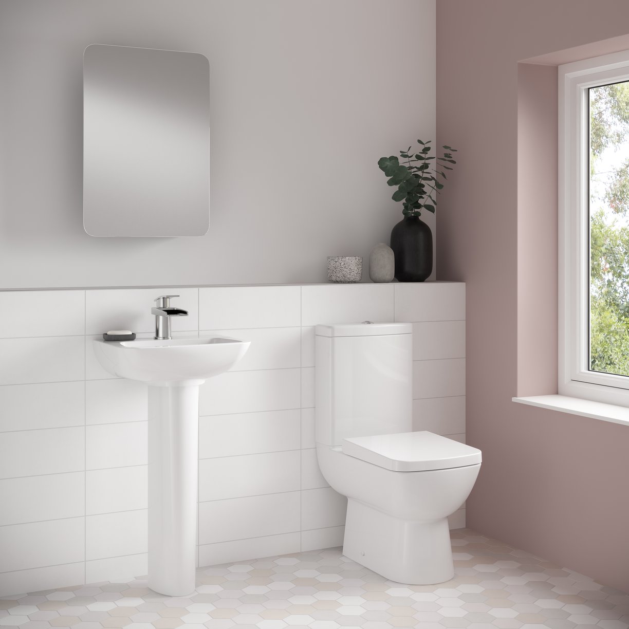 Ambrose Compact Semi Flush to Wall WC - White