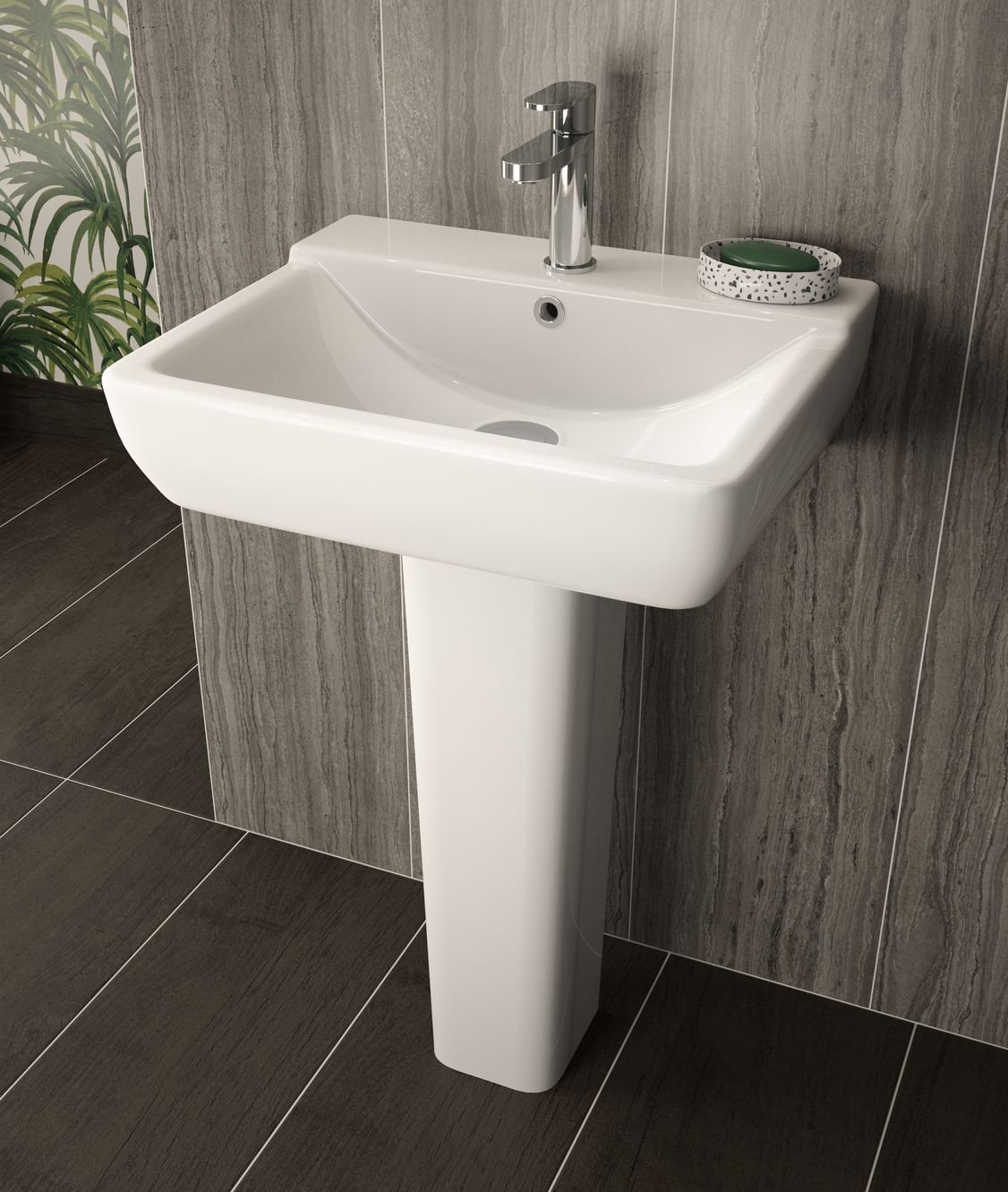 Arlo 550Mm Basin & Pedestal - White