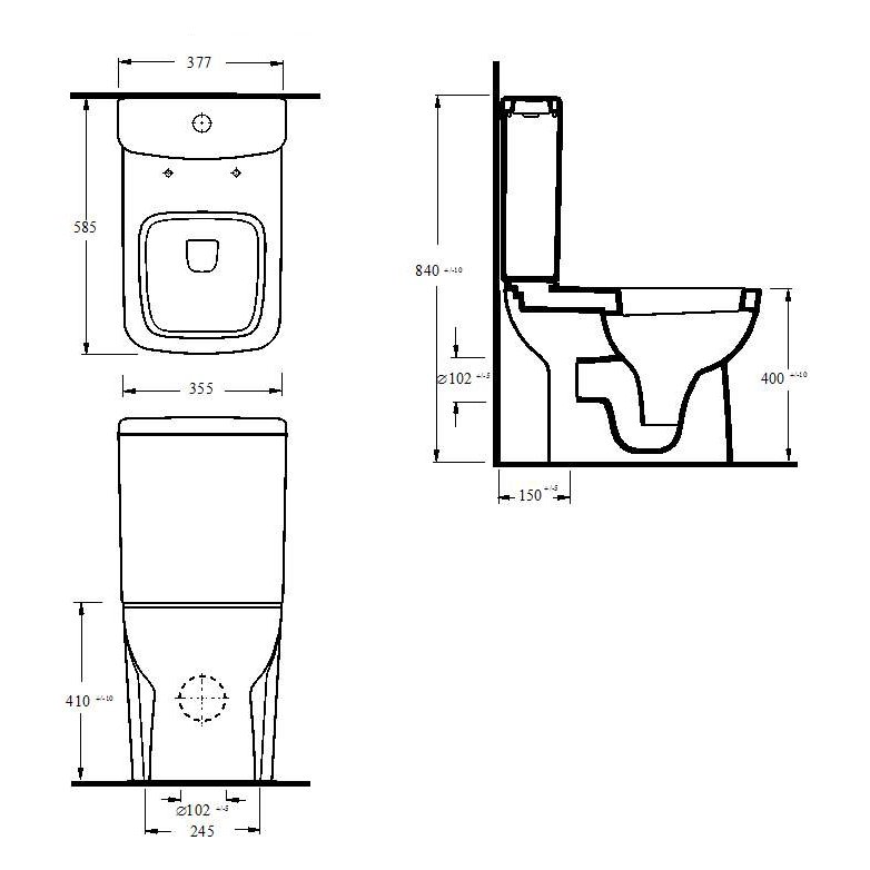 Arlo Short Projection Pan Cistern &Seat - White