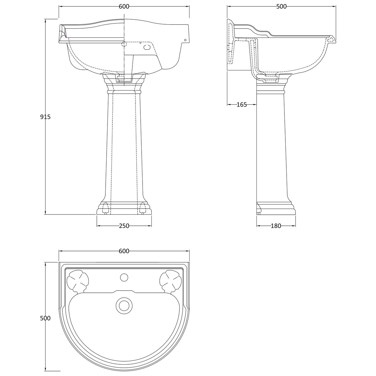 Chancery Basin & Pedestal - White