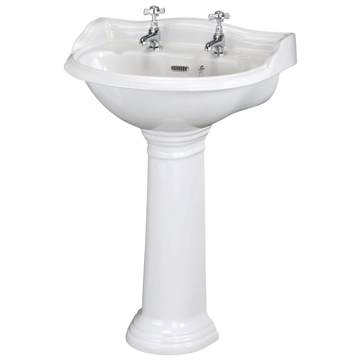 Chancery 500Mm 2Th Basin & Pedestal - White