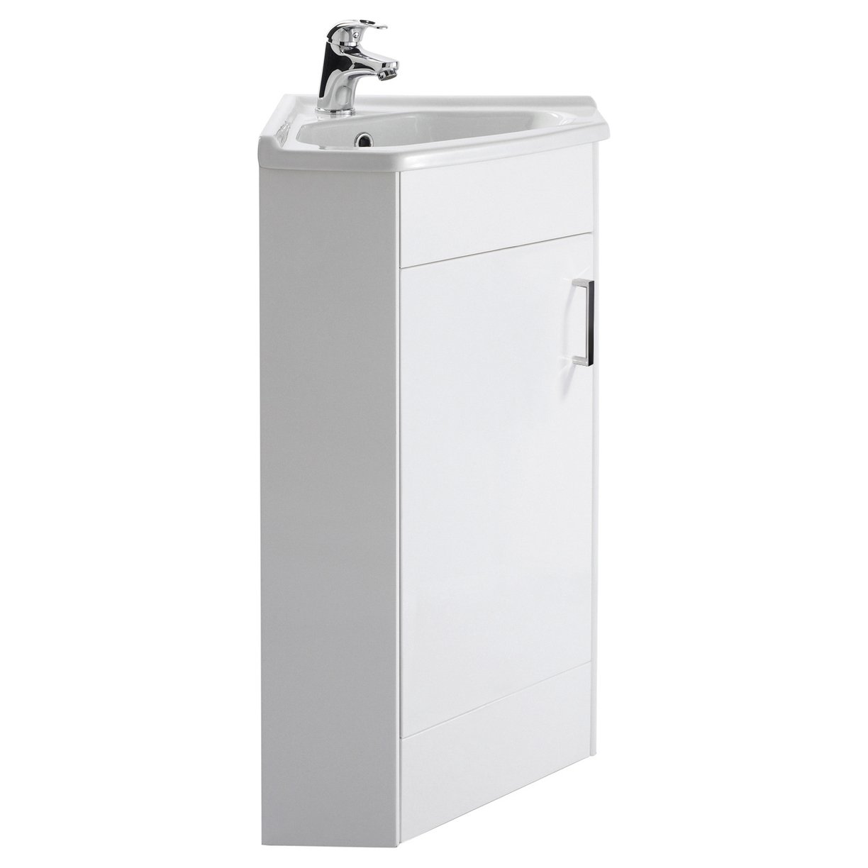 1 Door Corner Cabinet & Basin - Gloss White