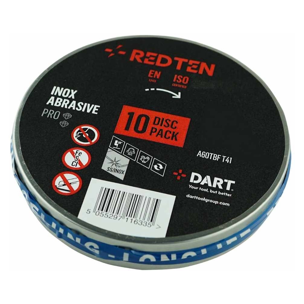 DART Red Ten SS/Inox 115mm Abrasive Disc - Pk 10 (W)