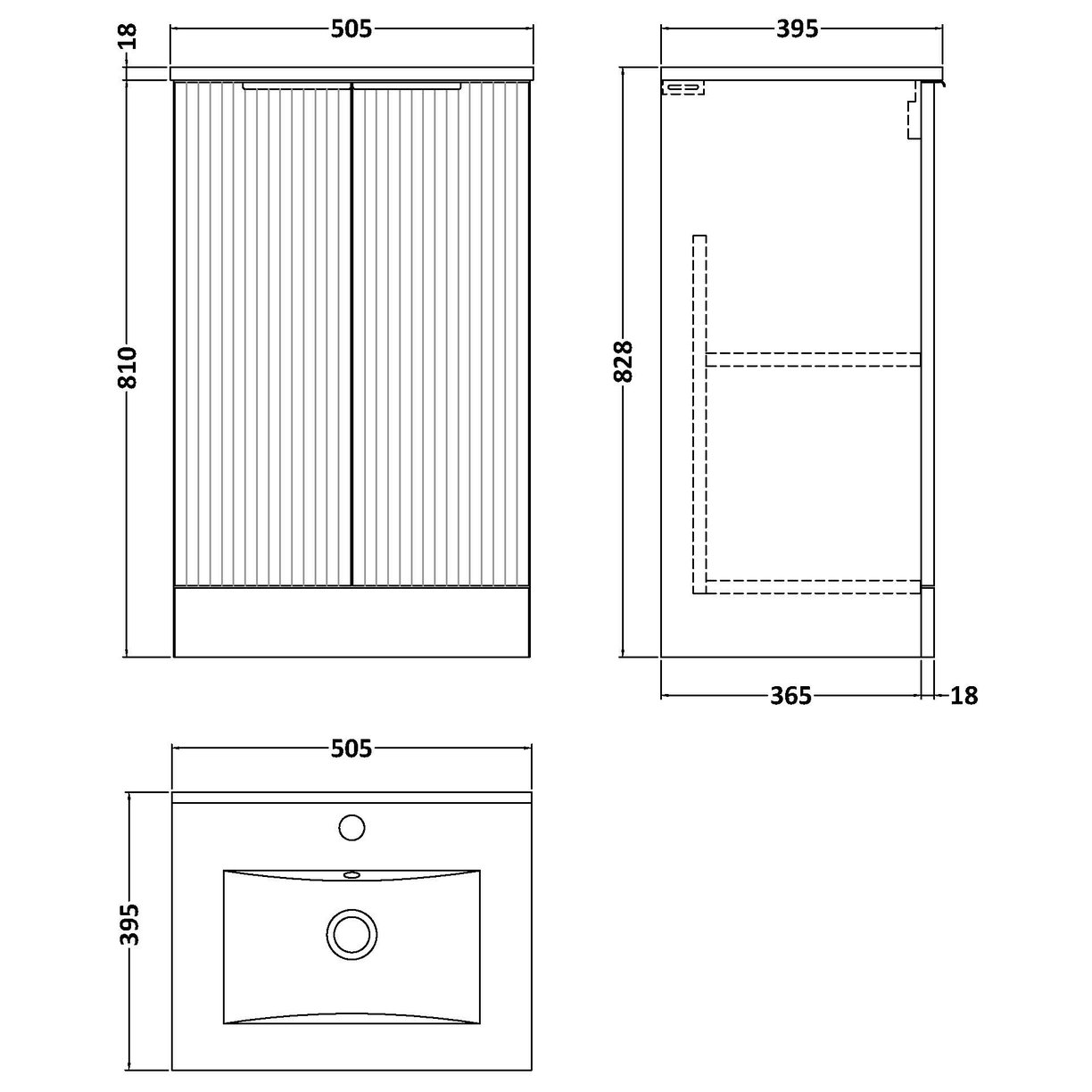 500 Fs 2-Door Vanity & Basin 2 - Satin Soft Black