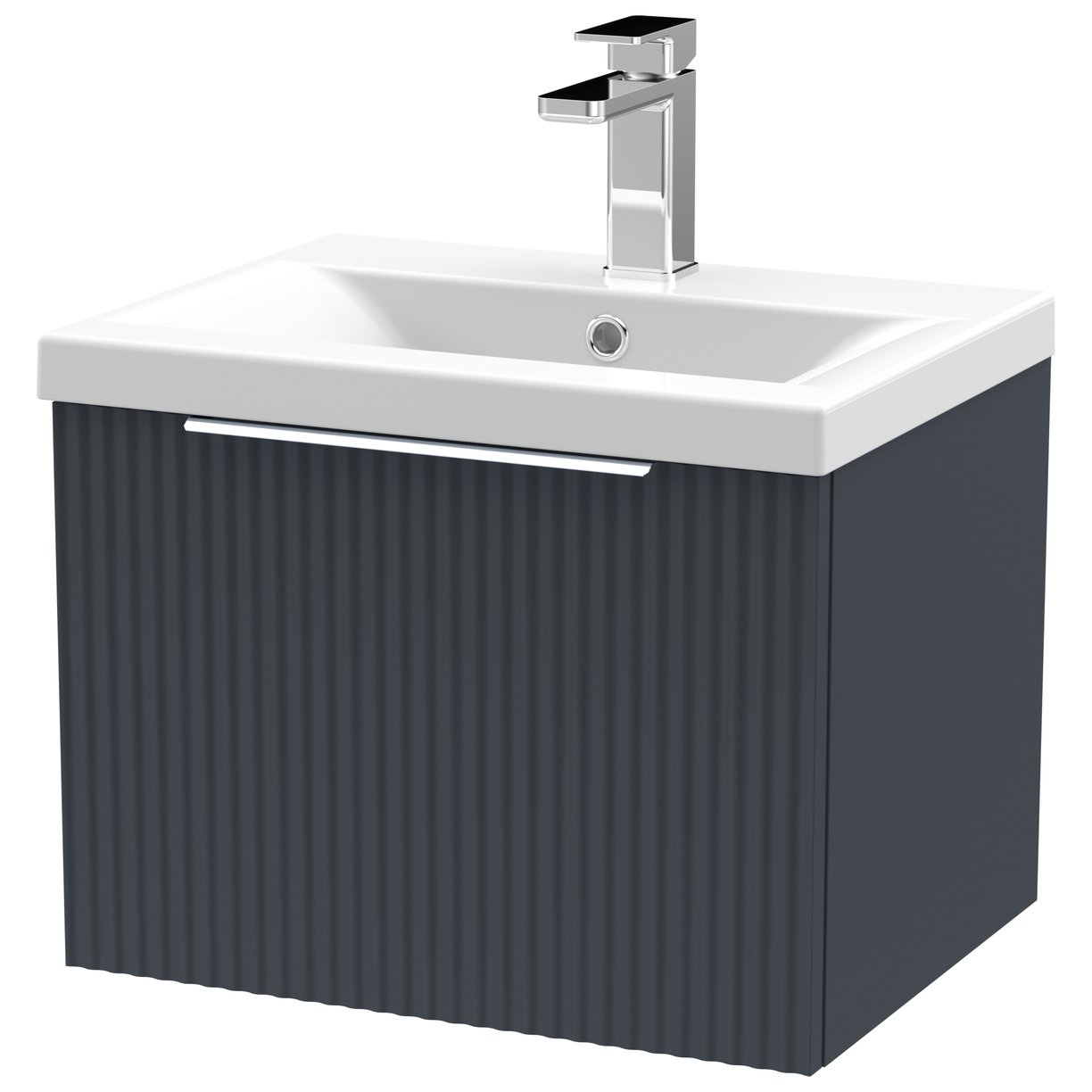 500 W/H Single Drawer Vanity & Basin 1 - Satin Soft Black