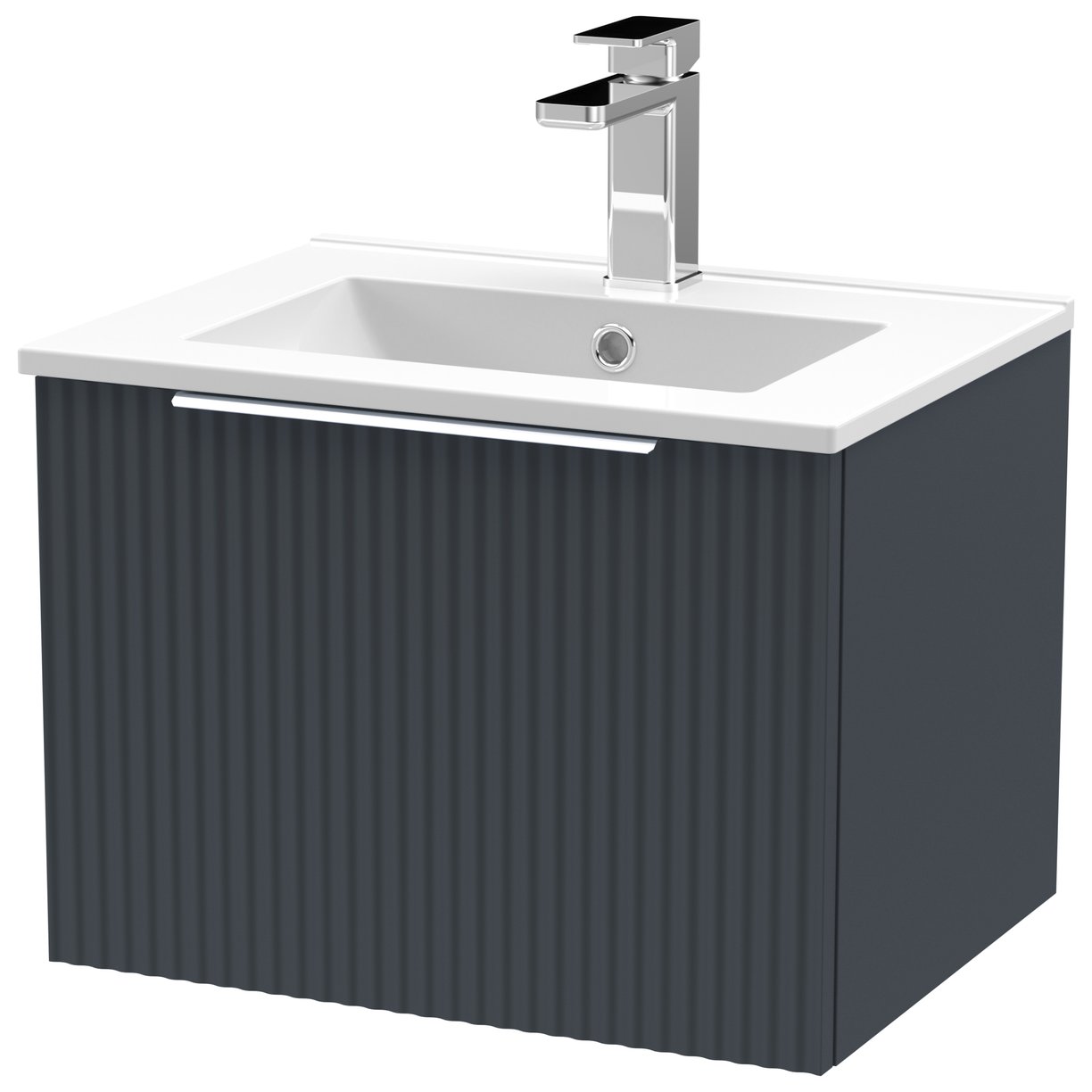 500 W/H Single Drawer Vanity & Basin 2 - Satin Soft Black