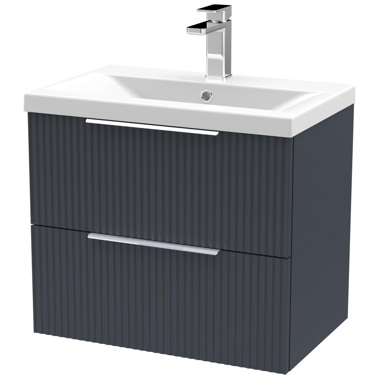 600 W/H 2-Drawer Vanity & Basin 1 - Satin Soft Black