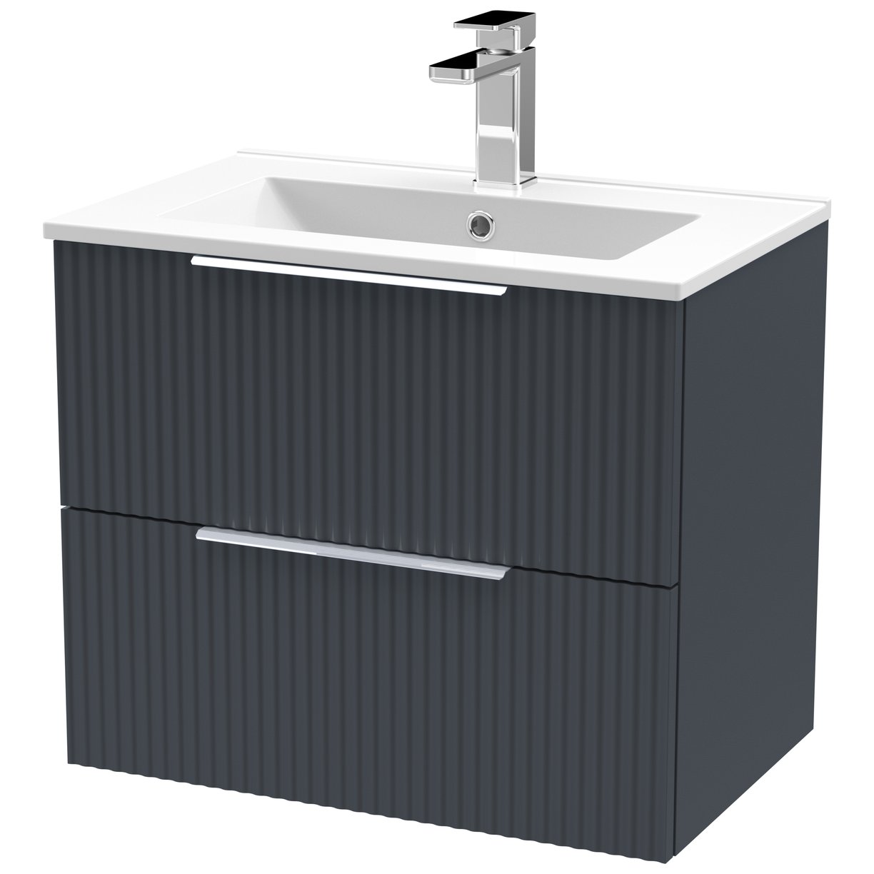 600 W/H 2-Drawer Vanity & Basin 2 - Satin Soft Black