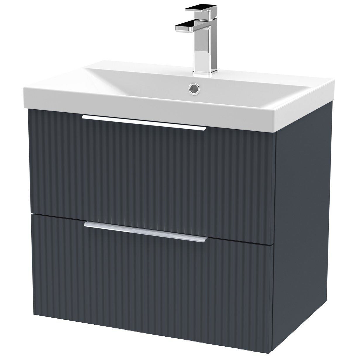 600 W/H 2-Drawer Vanity & Basin 3 - Satin Soft Black