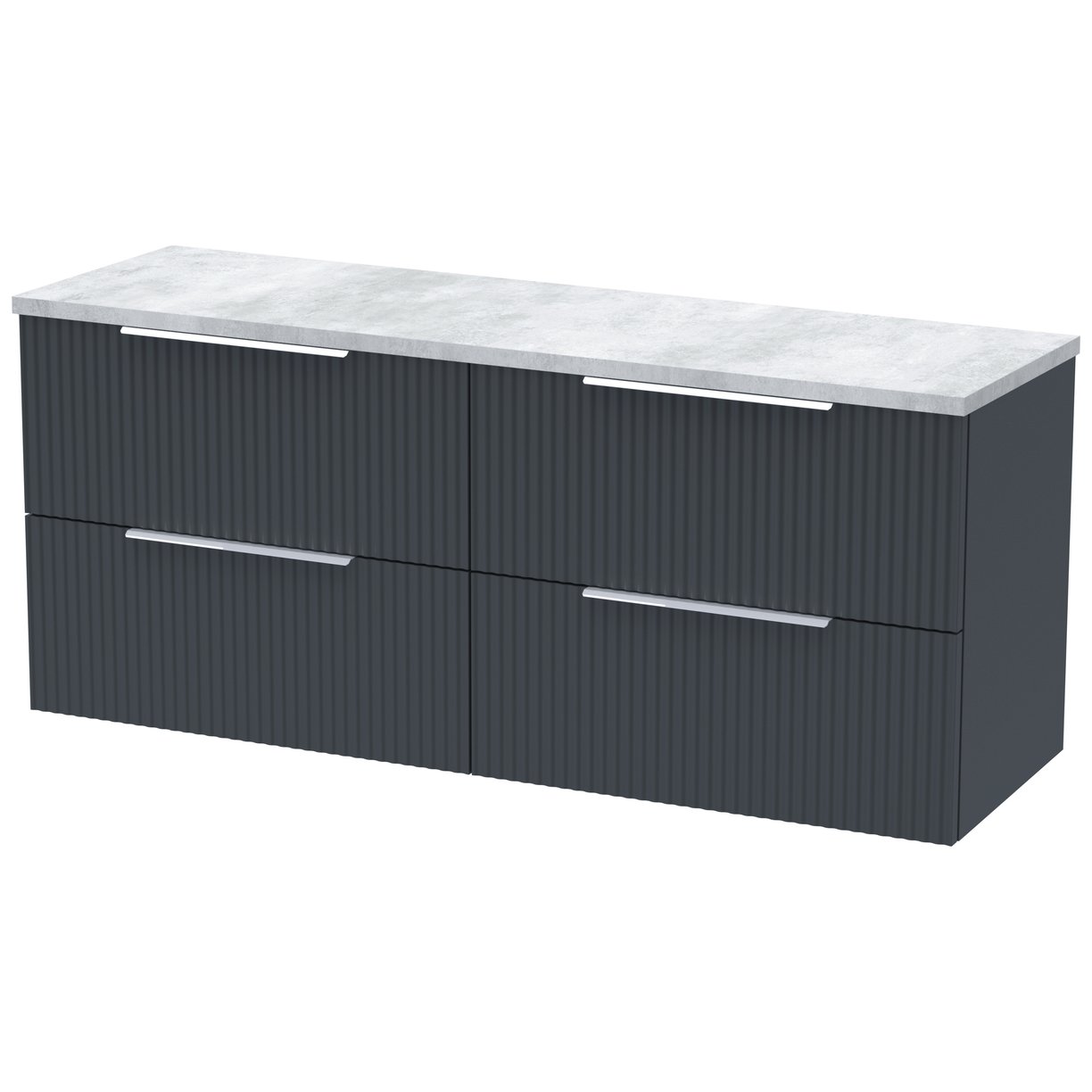 1200 W/H 4-Drawer Vanity & Laminate Top - Satin Soft Black