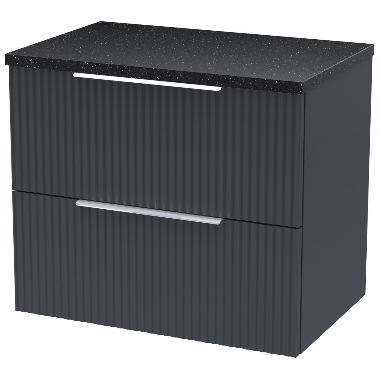 600 W/H 2-Drawer Vanity & Laminate Top - Satin Soft Black