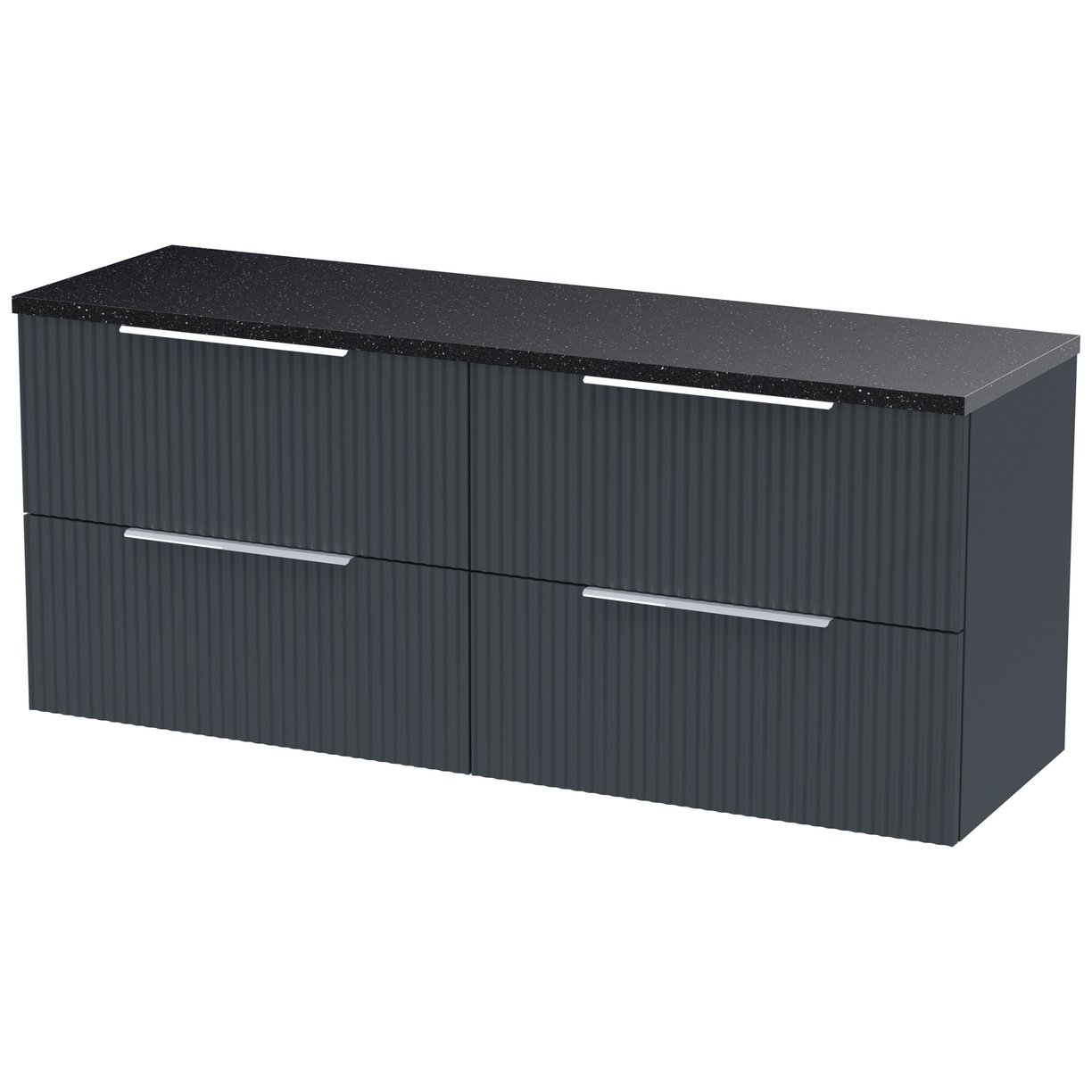 1200 W/H 4-Drawer Vanity & Laminate Top - Satin Soft Black