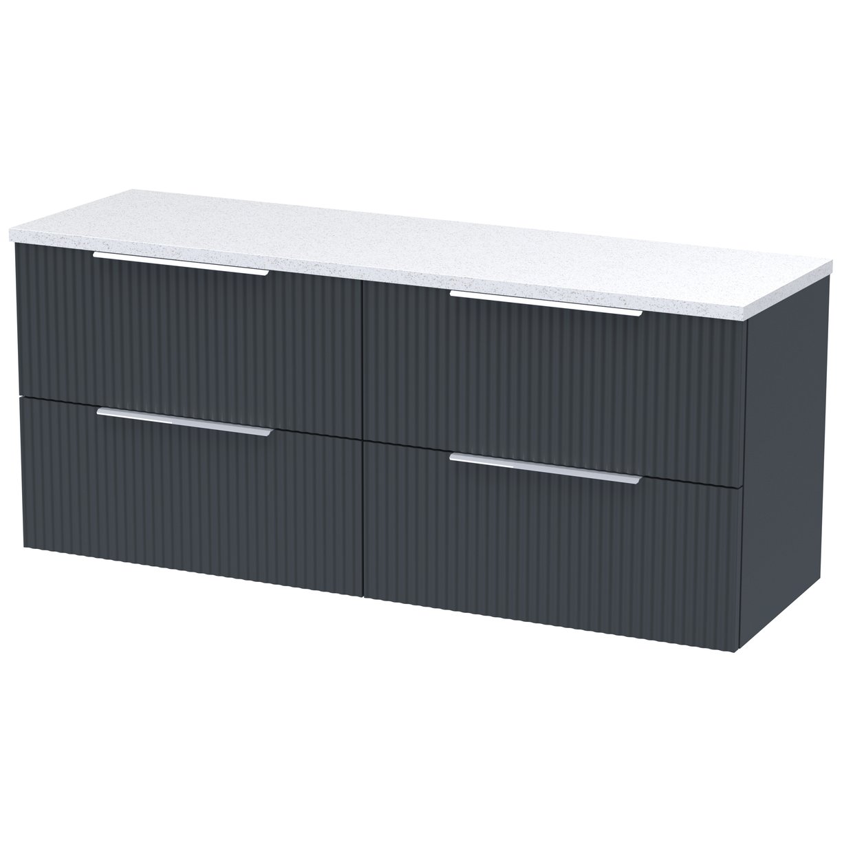 1200 W/H 4-Drawer Vanity & Laminate Top - Satin Soft Black