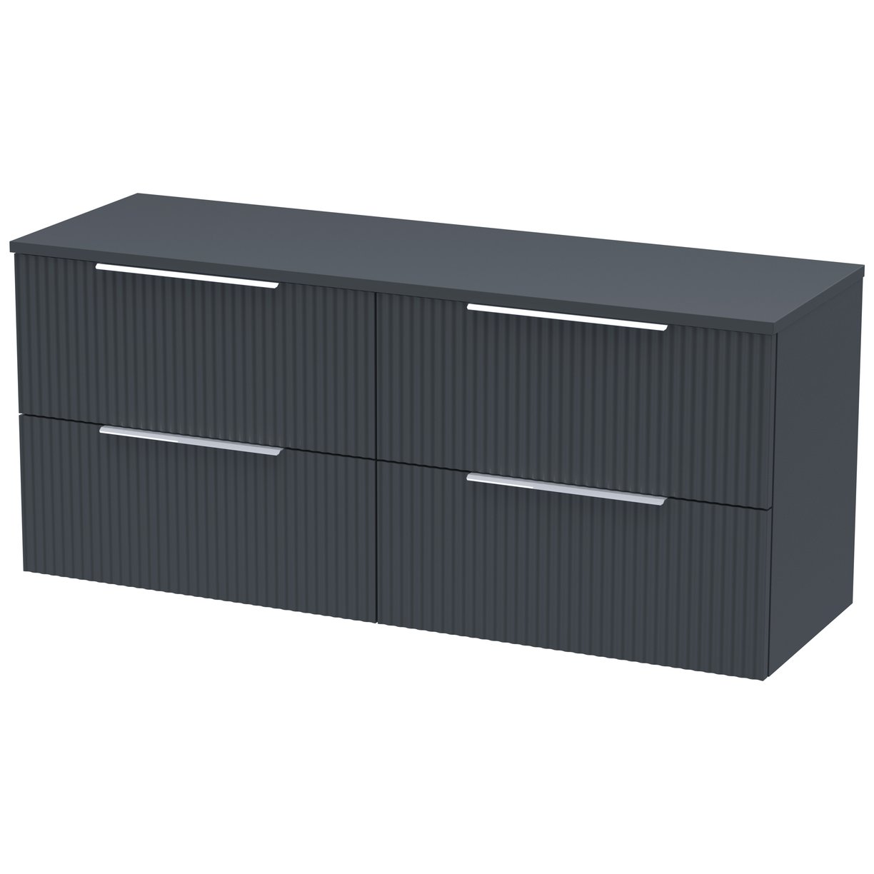 1200 W/H 4-Drawer Vanity & Worktop - Satin Soft Black