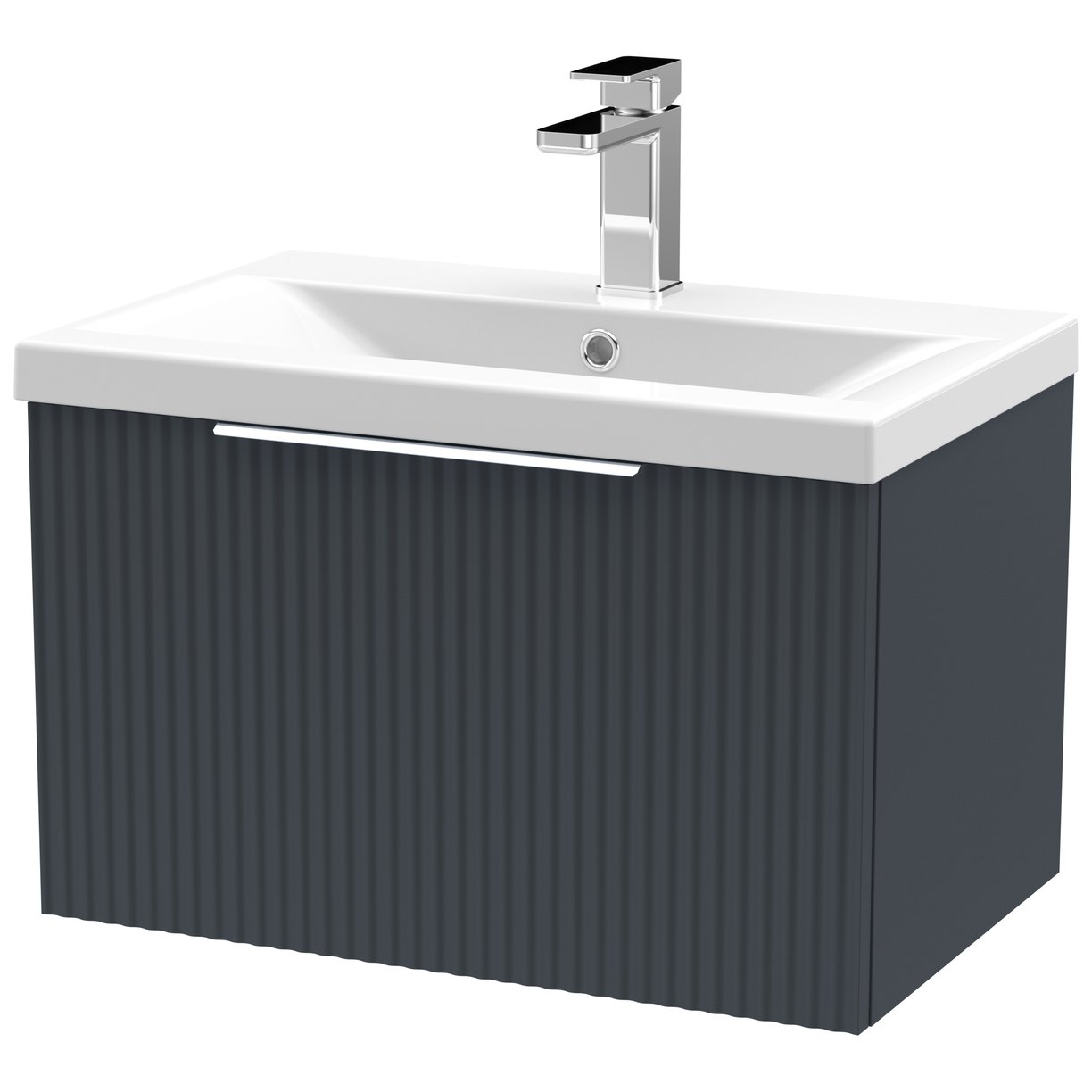 600 W/H Single Drawer Vanity & Basin 1 - Satin Soft Black