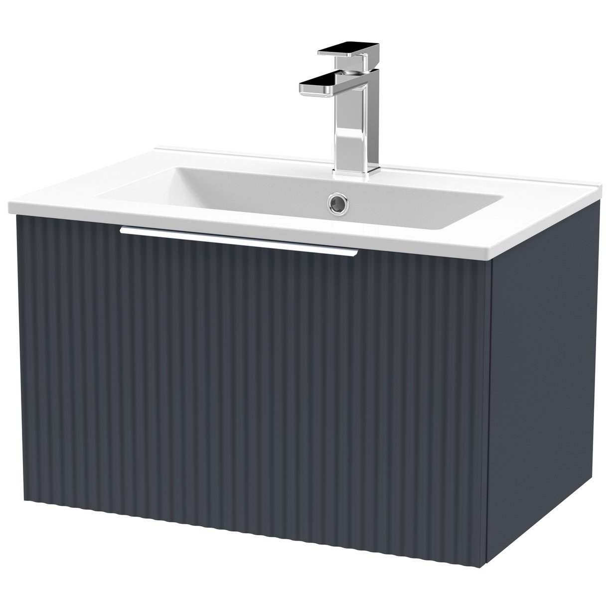 600 W/H Single Drawer Vanity & Basin 2 - Satin Soft Black