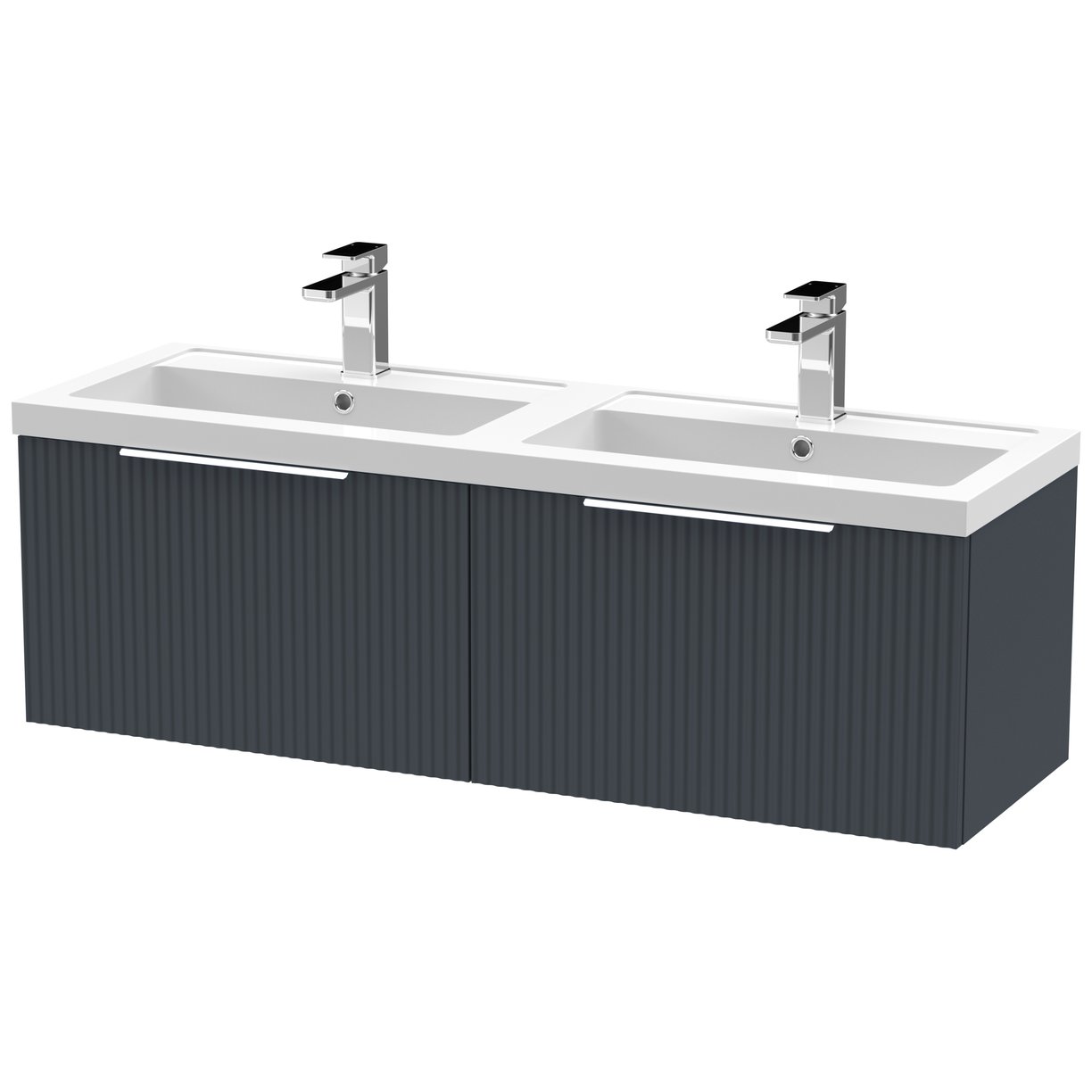 1200 W/H 2-Drawer Vanity & Double Basin - Satin Soft Black