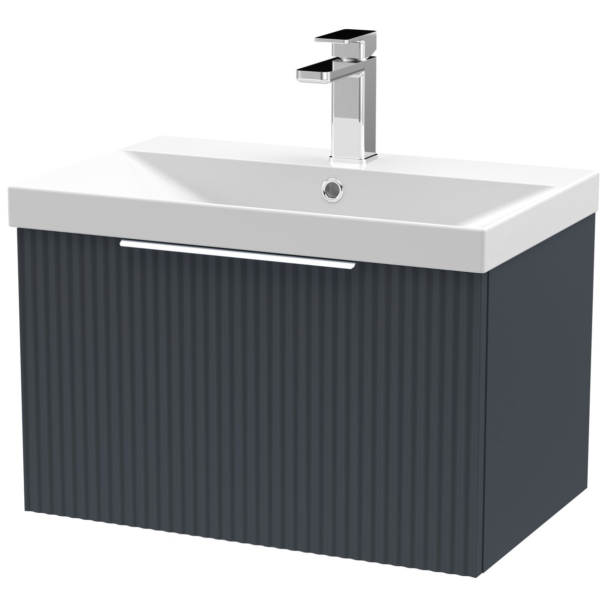 600 W/H Single Drawer Vanity & Basin 3 - Satin Soft Black